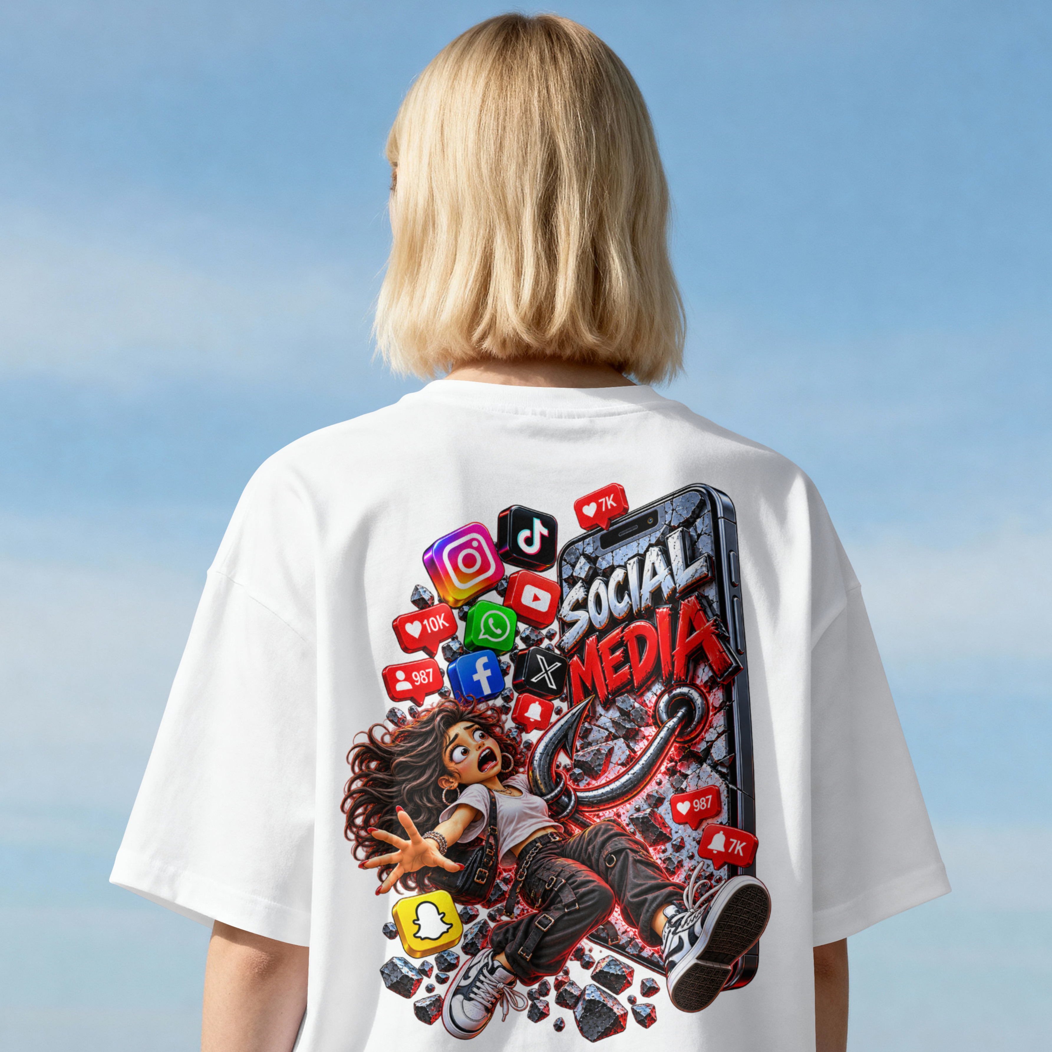 WOMENS AWARNESS OVERSIZED T SHIRT - SOCIAL MEDIA