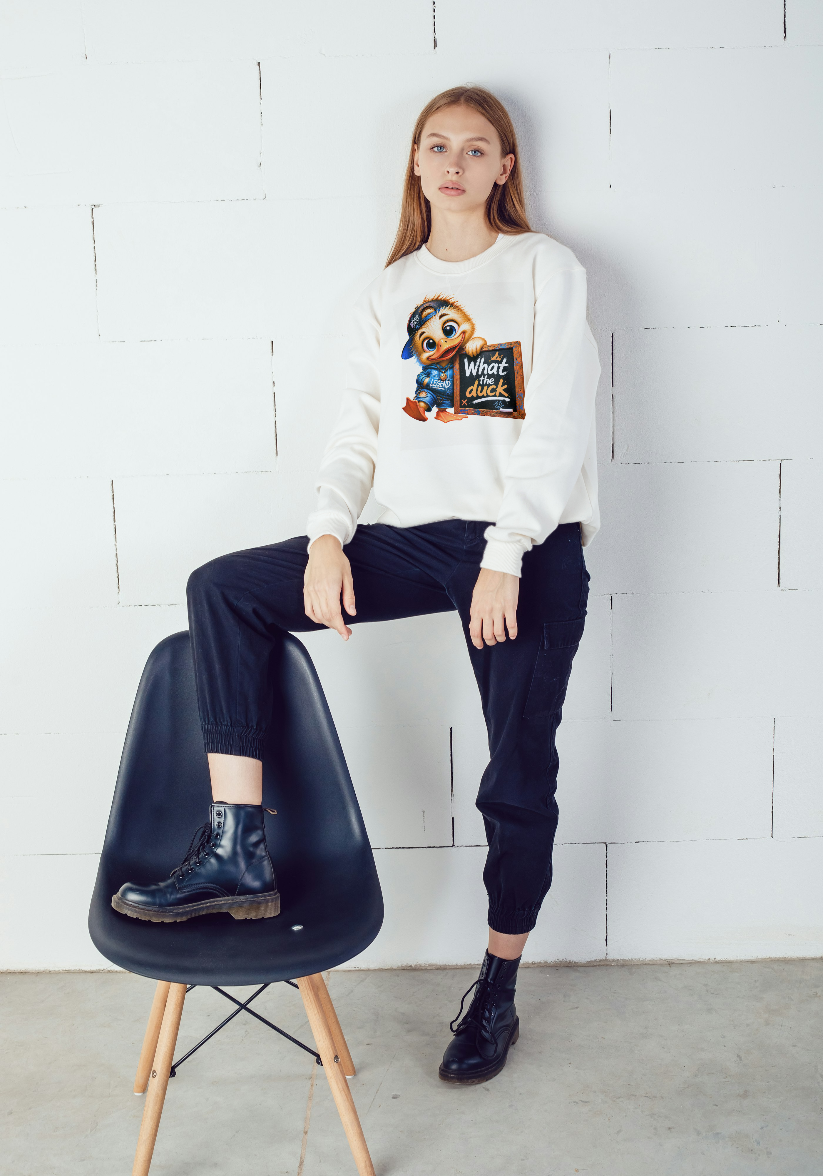 WOMENS TRENDY FUN SWEATSHIRT - What The DUCK