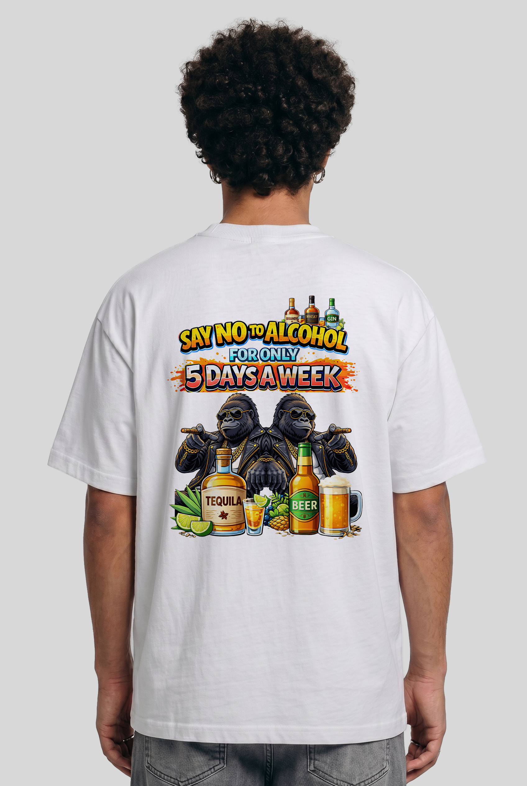 Men's Super Combed Cotton Oversized T-Shirt - Alcohol