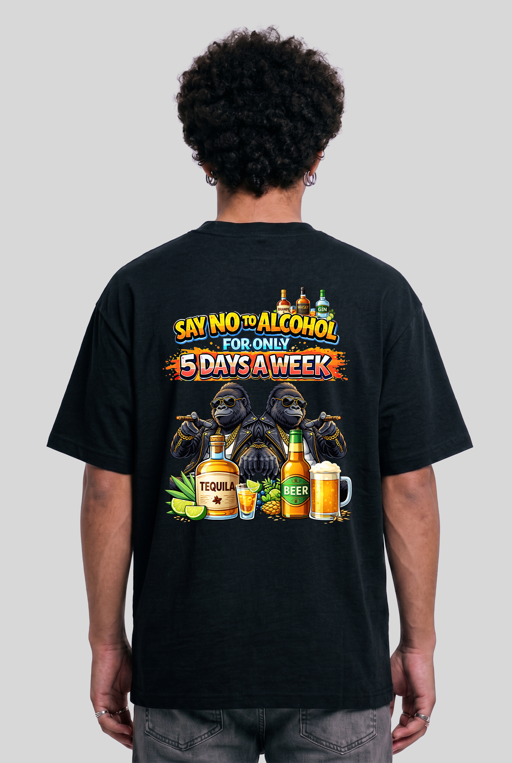 Men's Super Combed Cotton Oversized T-Shirt - Alcohol