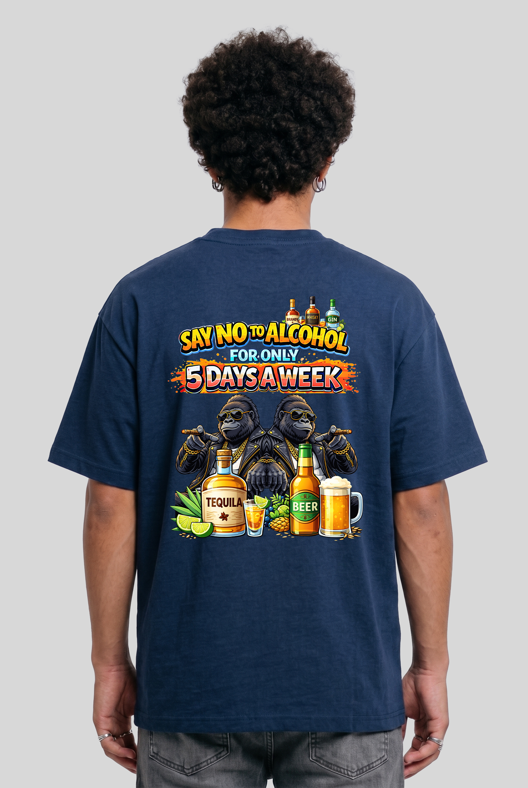 Men's Super Combed Cotton Oversized T-Shirt - Alcohol
