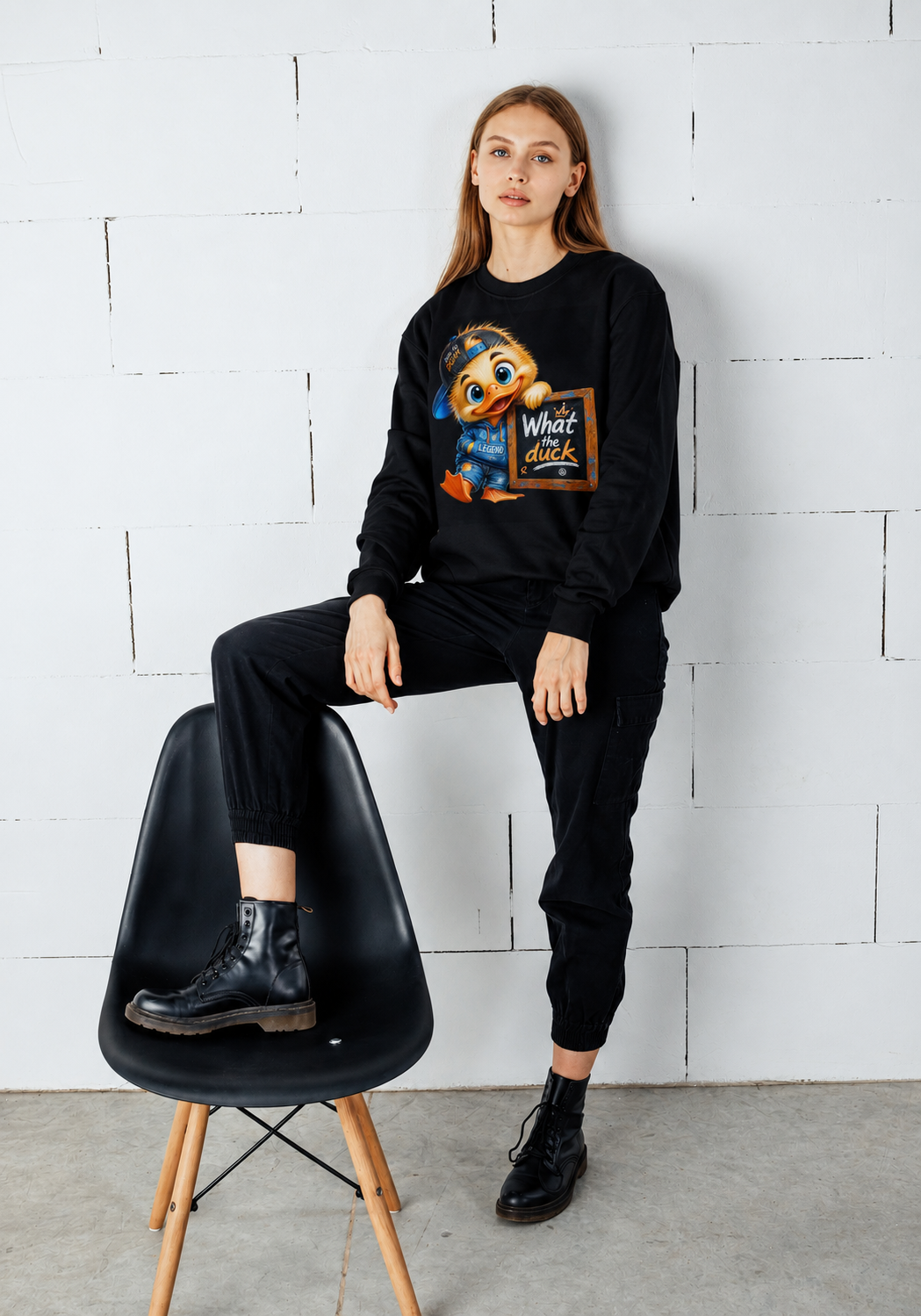 WOMENS TRENDY FUN SWEATSHIRT - What The DUCK