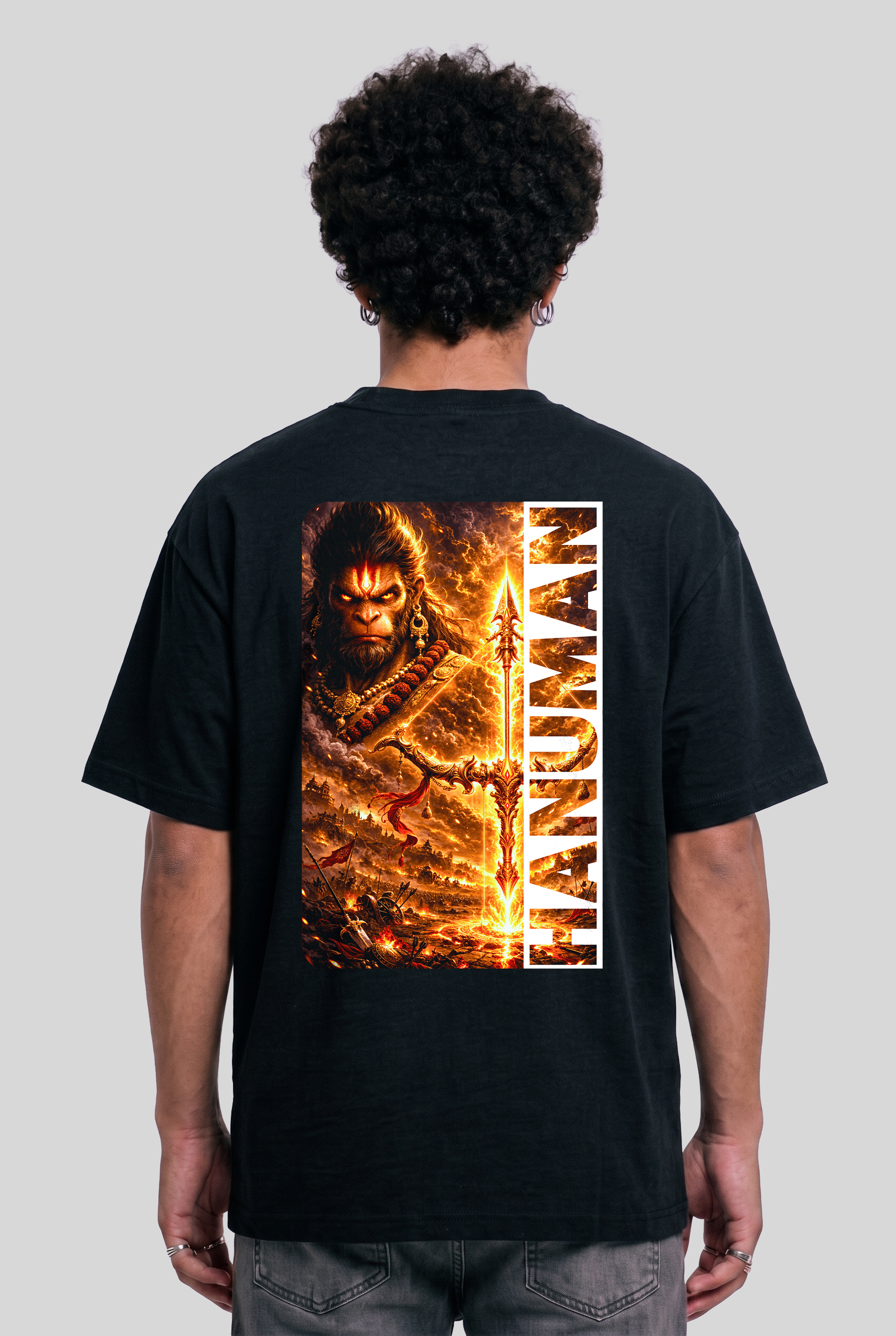 Men's Super Combed Cotton Oversized T-Shirt - Hanuman