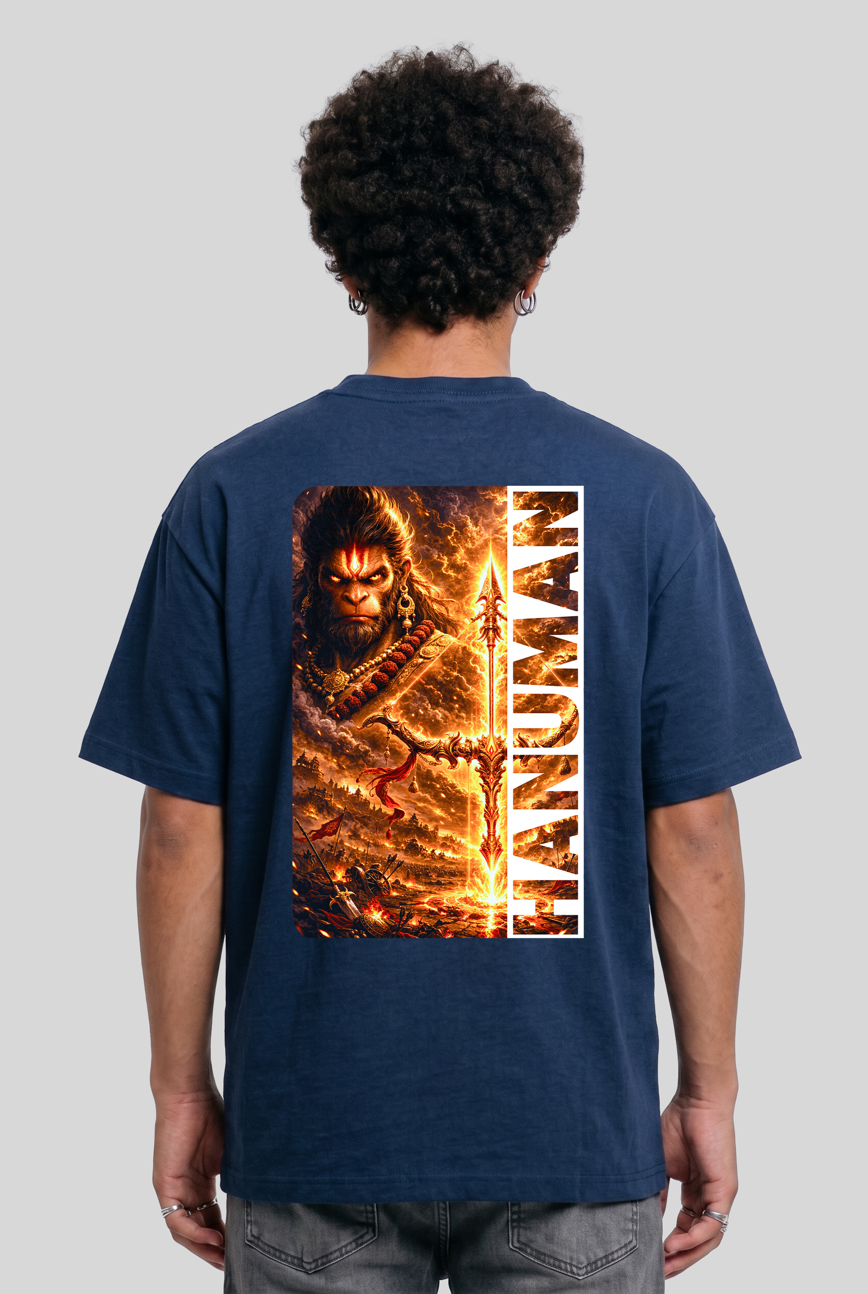 Men's Super Combed Cotton Oversized T-Shirt - Hanuman