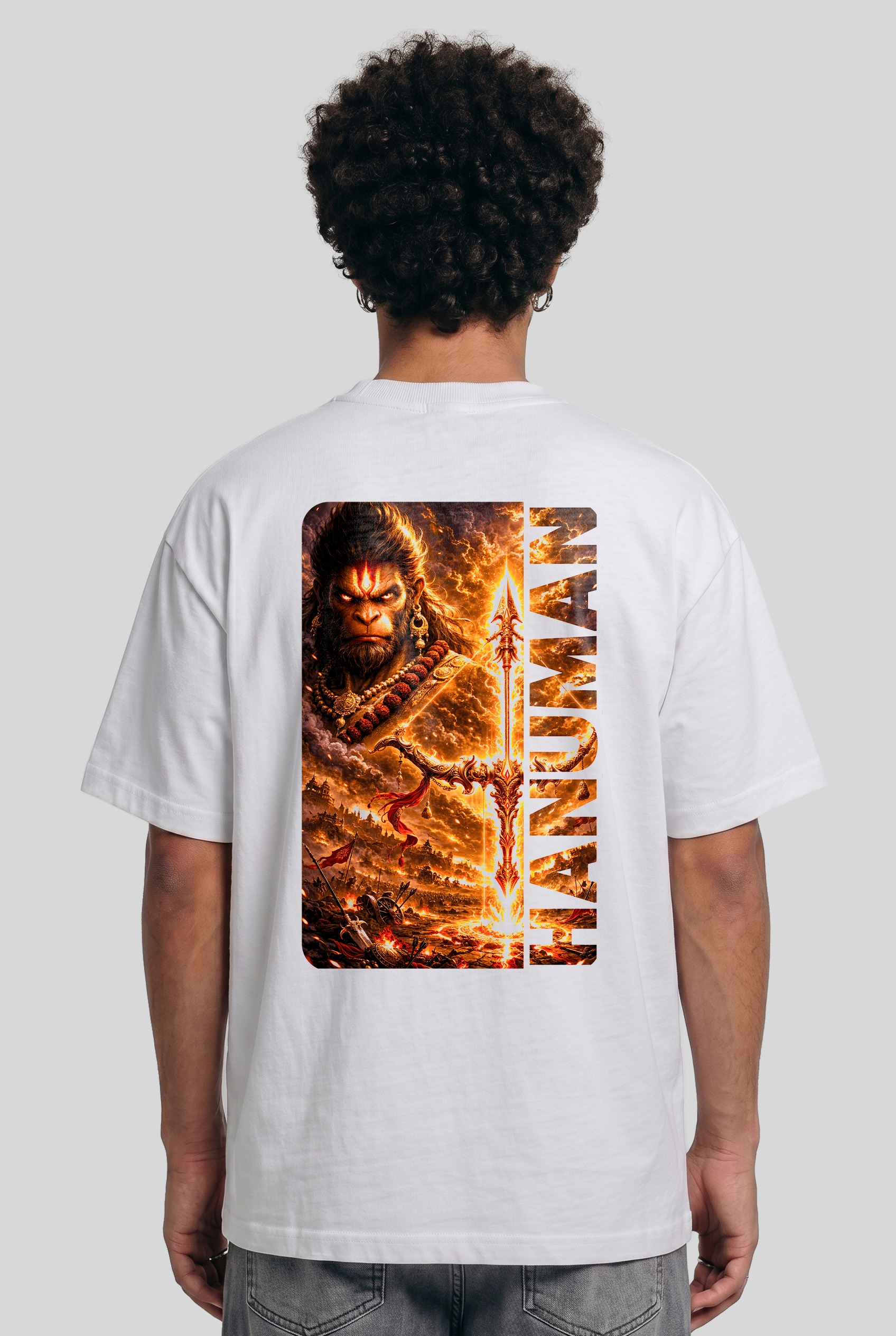 Men's Super Combed Cotton Oversized T-Shirt - Hanuman