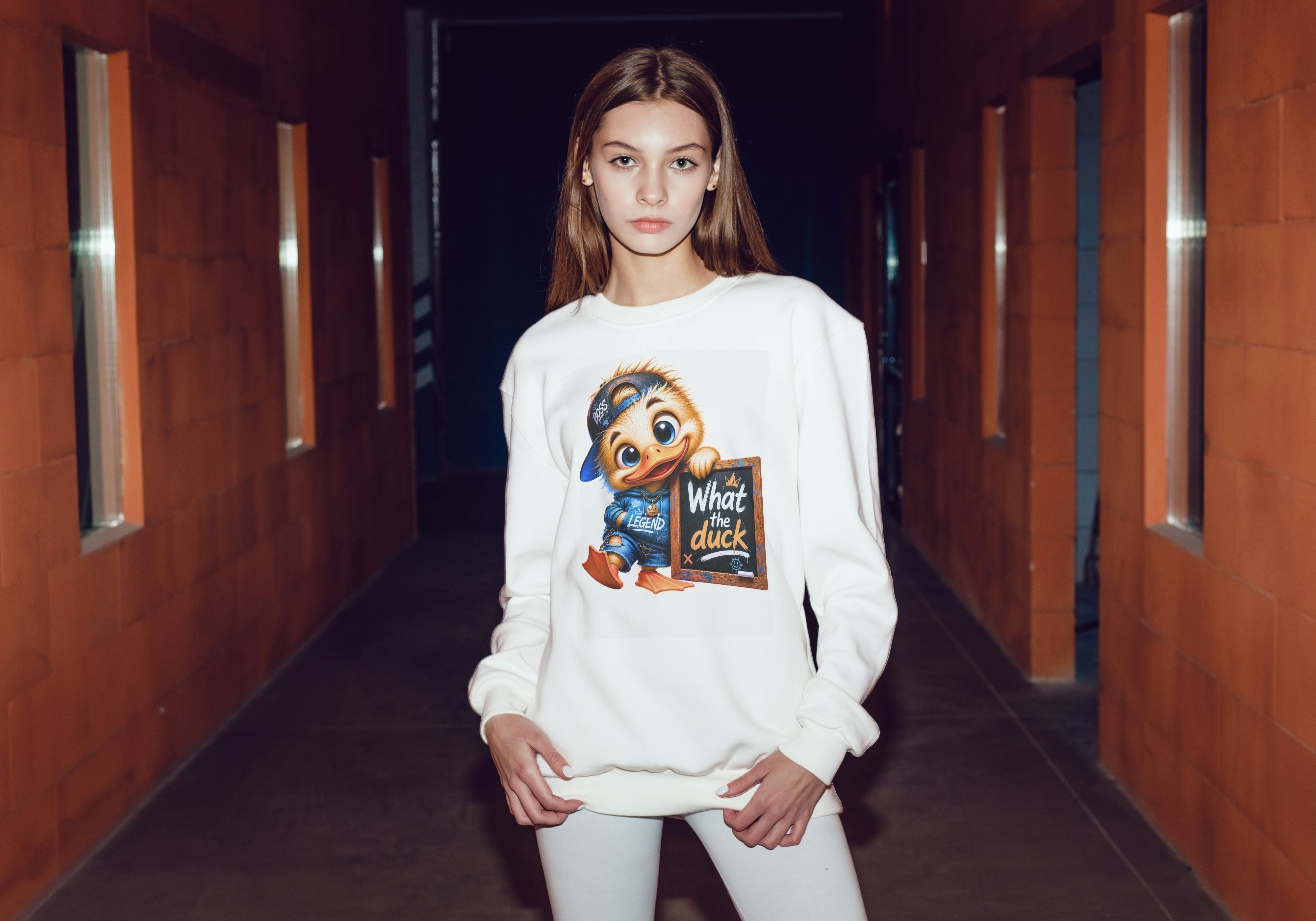 WOMENS TRENDY FUN SWEATSHIRT - What The DUCK