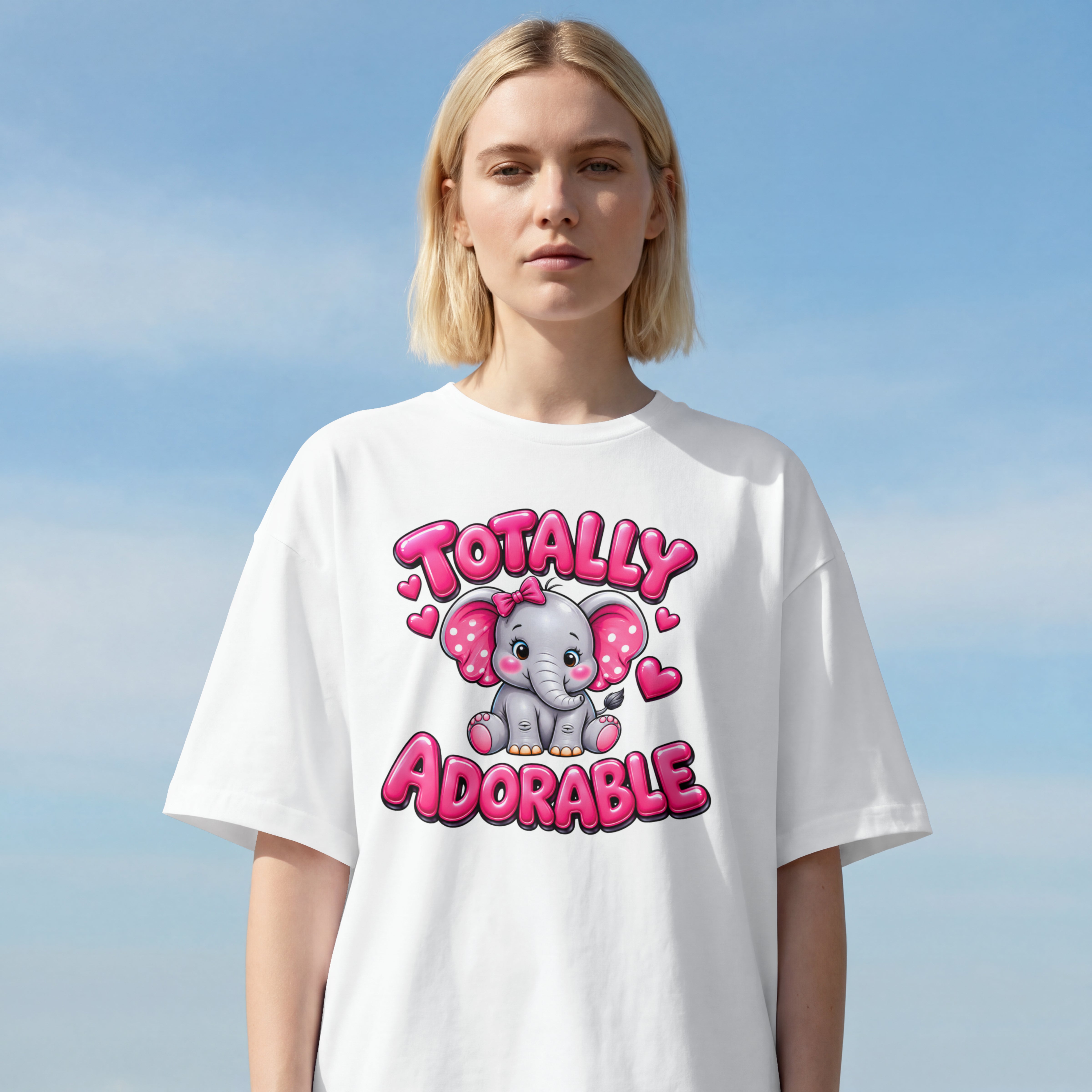 WOMENS CUTE OVERSIZED T SHIRT - ADORABLE