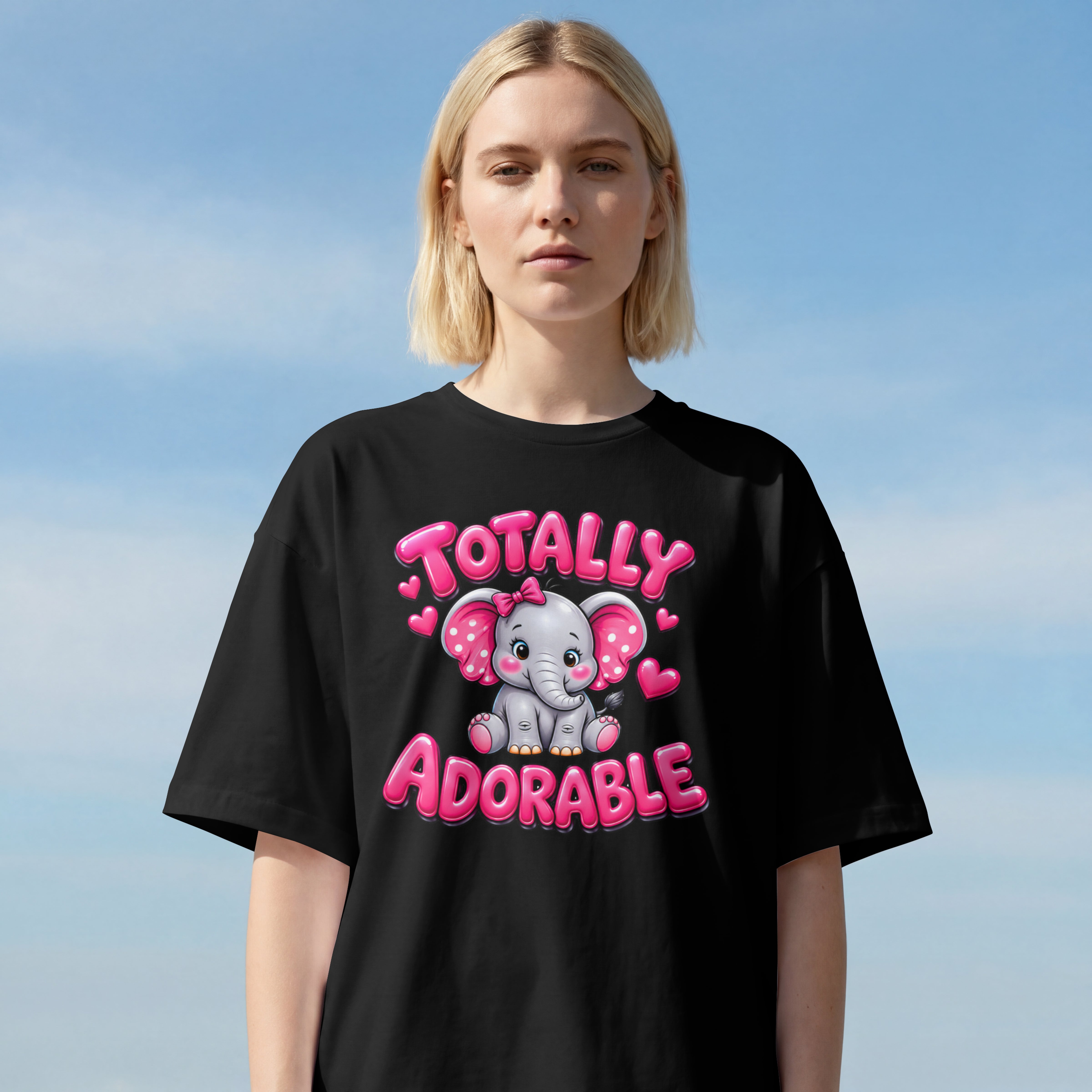 WOMENS CUTE OVERSIZED T SHIRT - ADORABLE