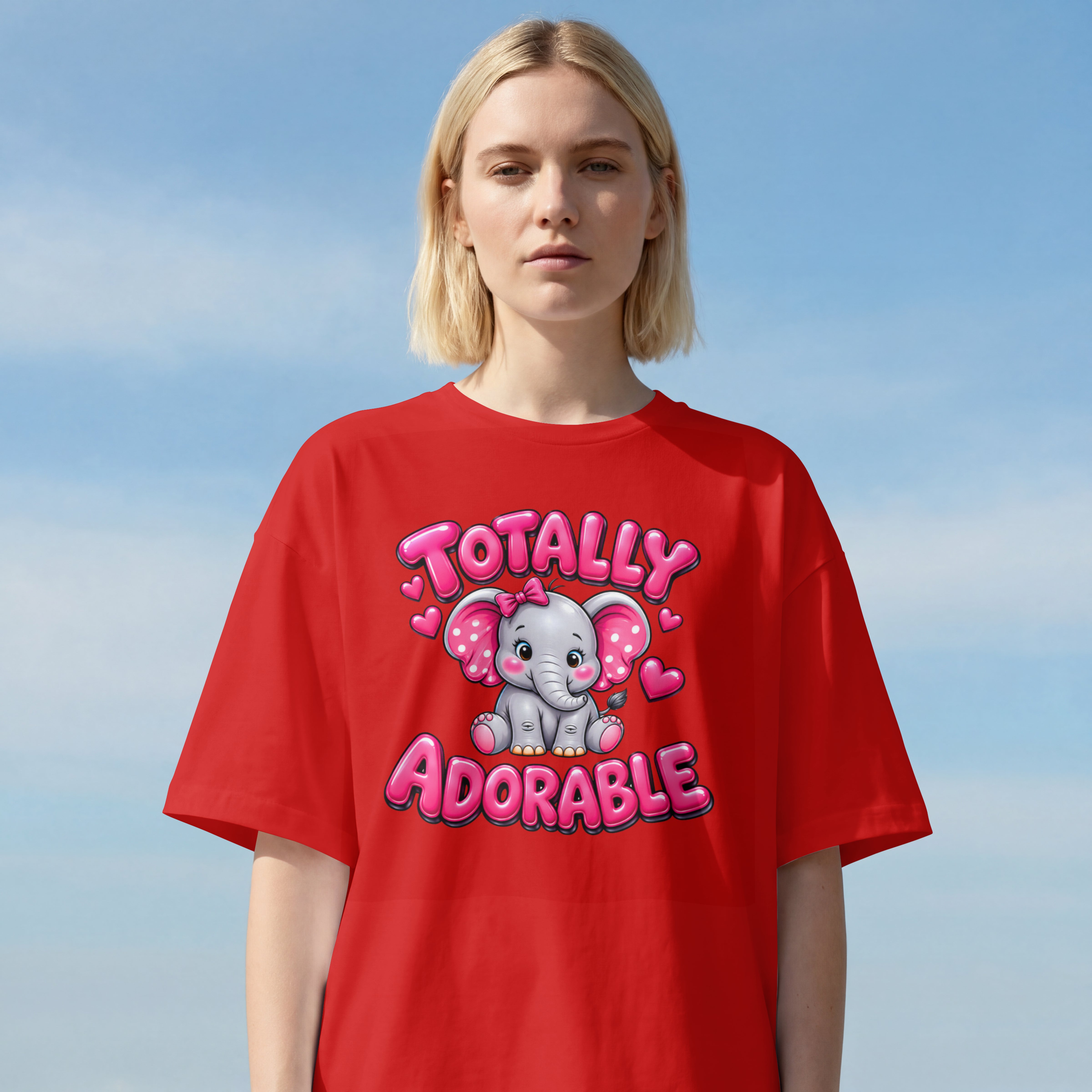 WOMENS CUTE OVERSIZED T SHIRT - ADORABLE