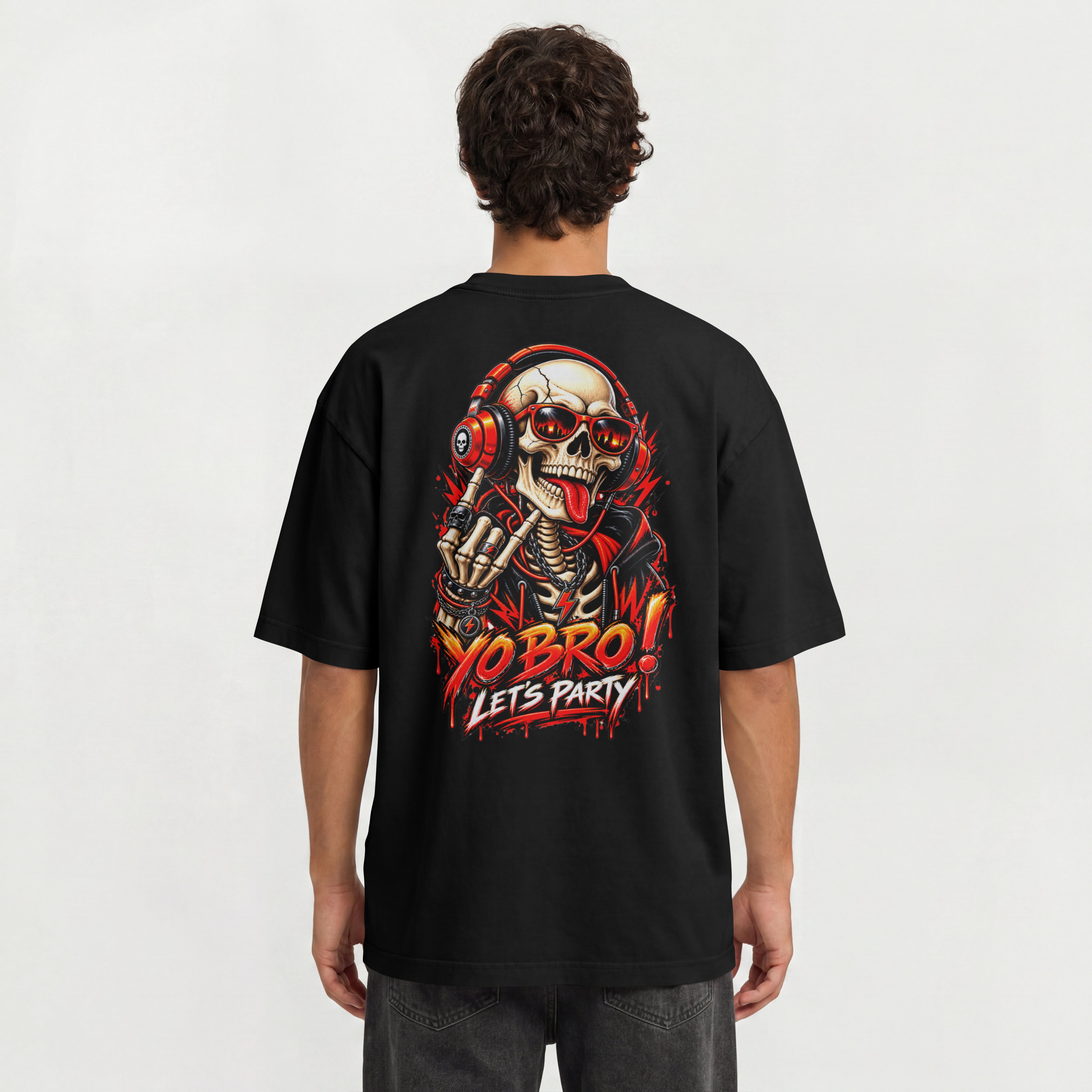 MENS STREETWEAR PARTY OVERSIZED T SHIRT - YO BRO