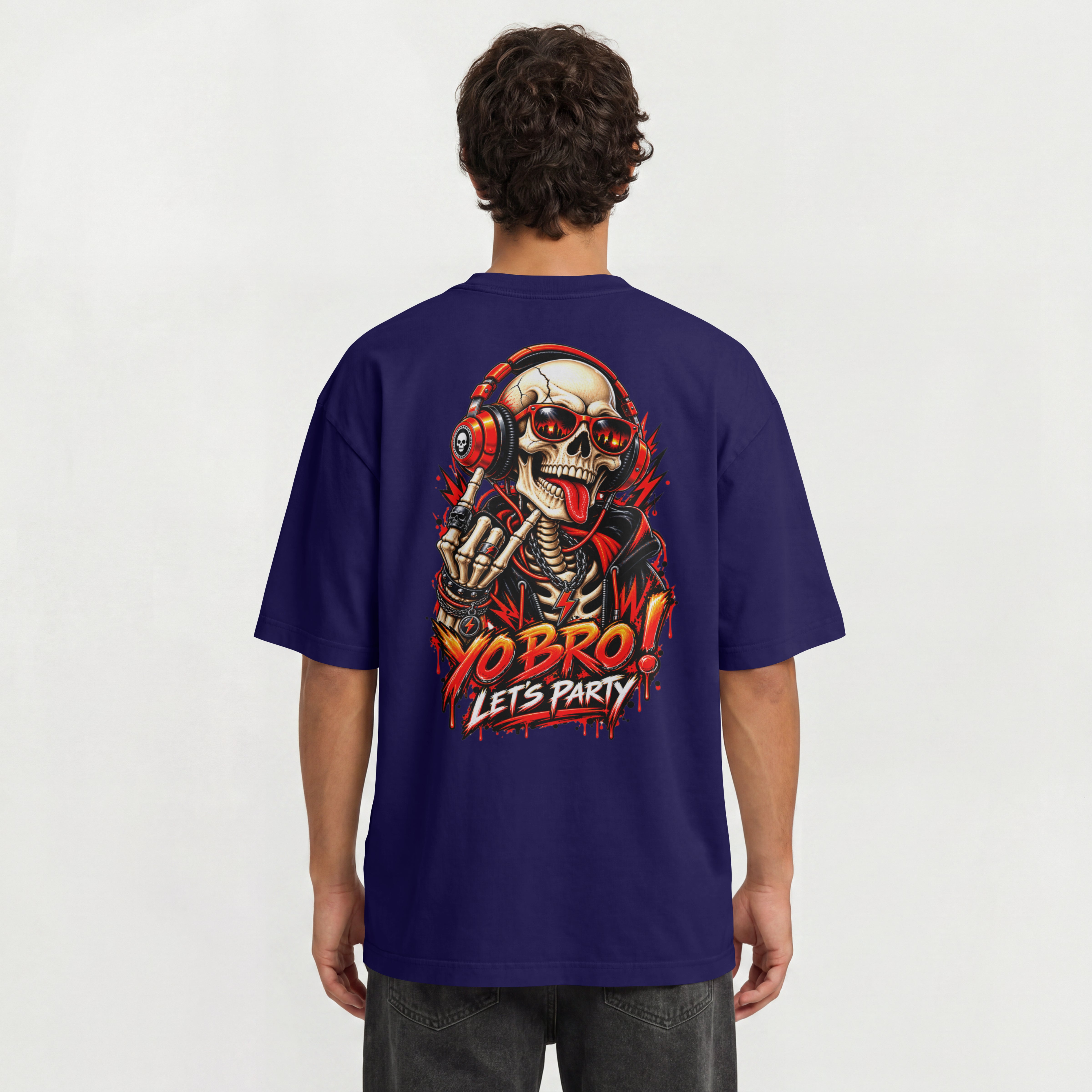 MENS STREETWEAR PARTY OVERSIZED T SHIRT - YO BRO