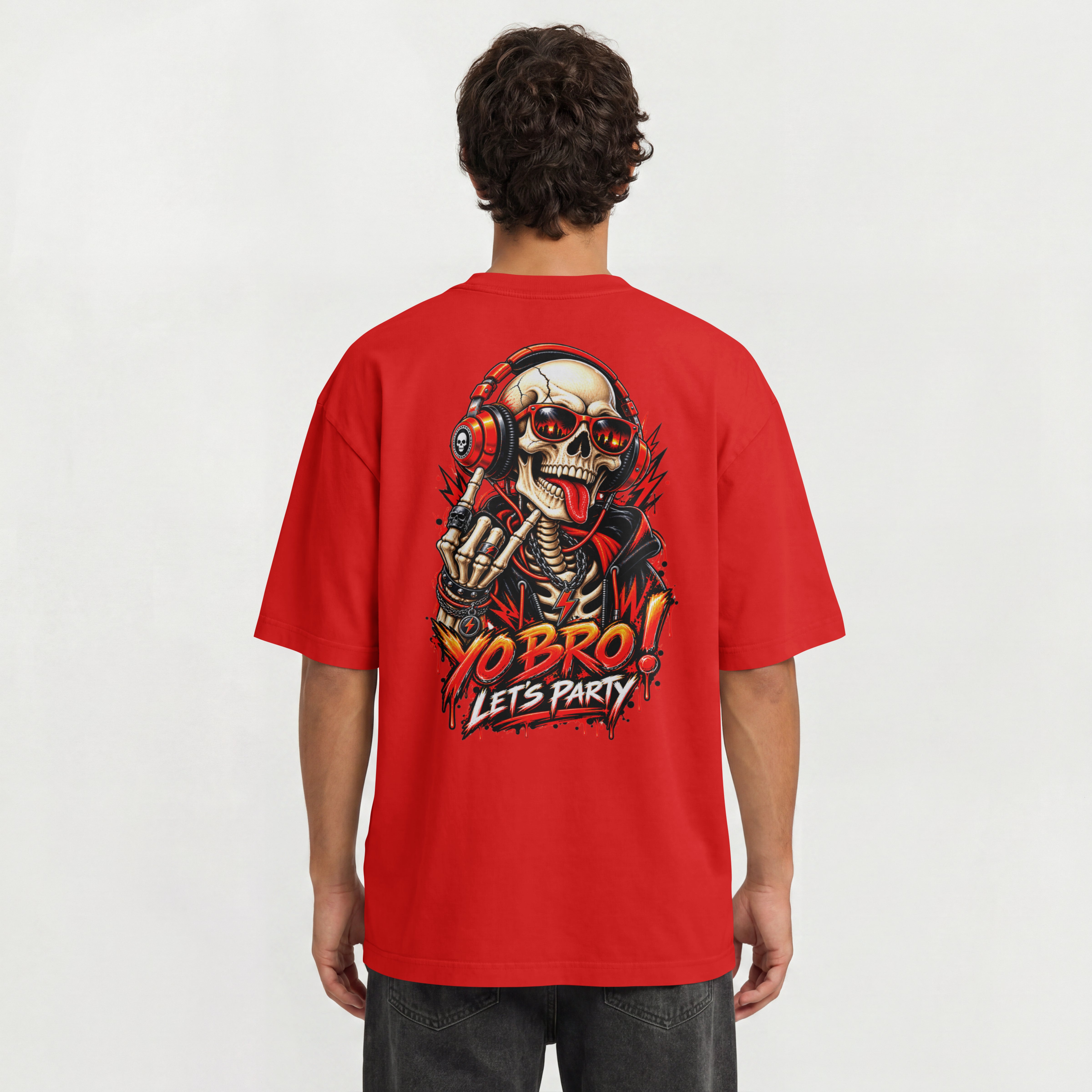MENS STREETWEAR PARTY OVERSIZED T SHIRT - YO BRO