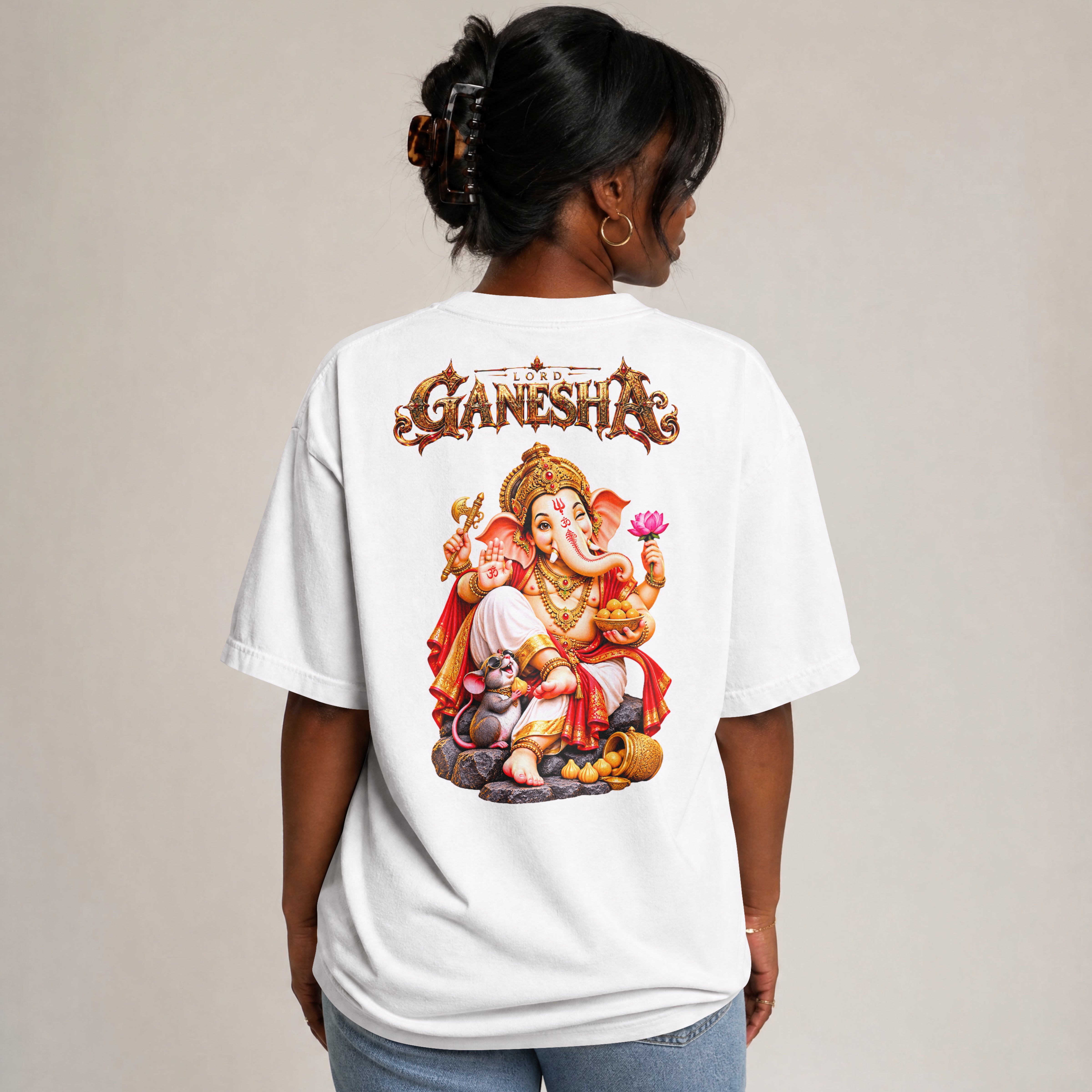 UNISEX DIVINE OVERSIZED T SHIRT - LORD GANESHA