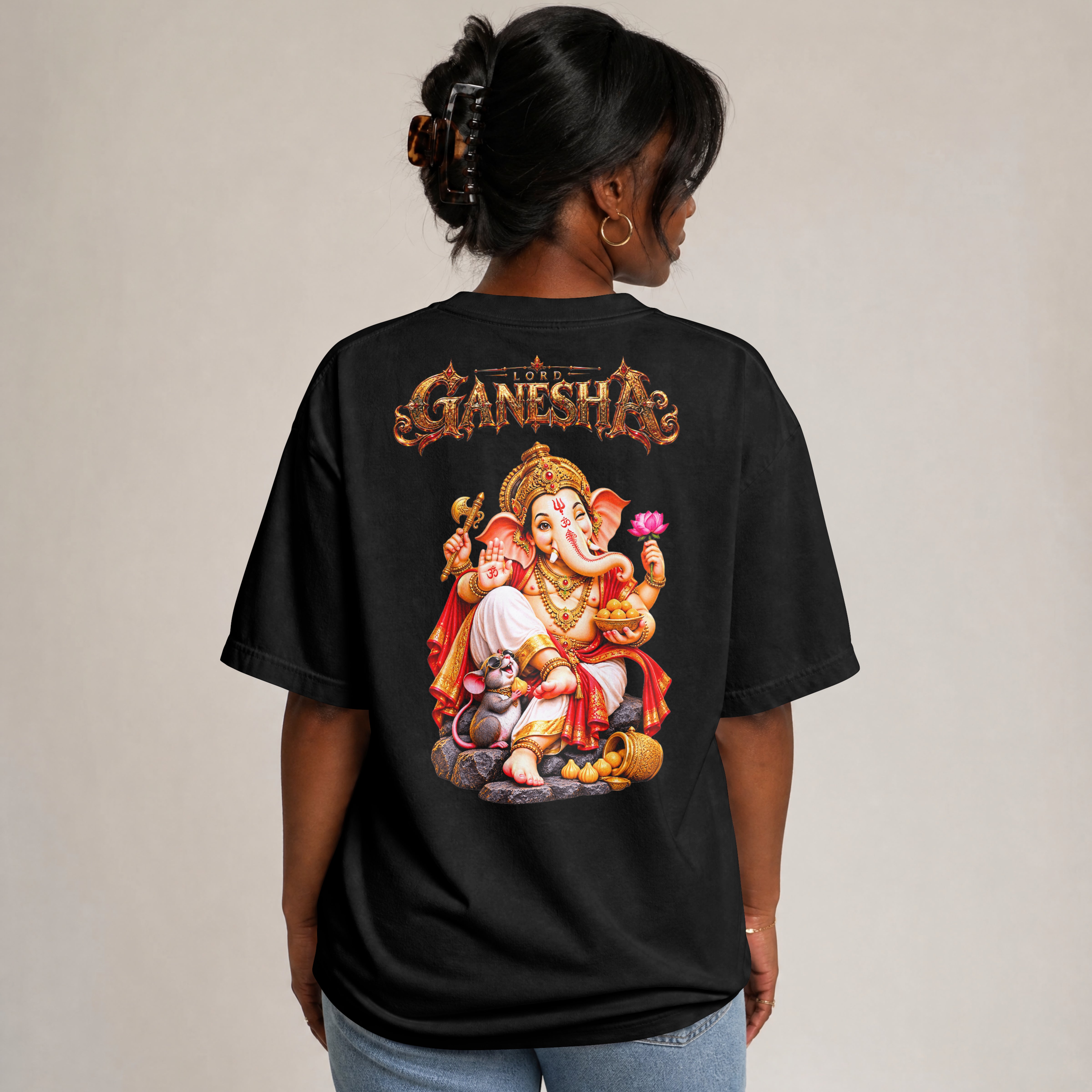 UNISEX DIVINE OVERSIZED T SHIRT - LORD GANESHA