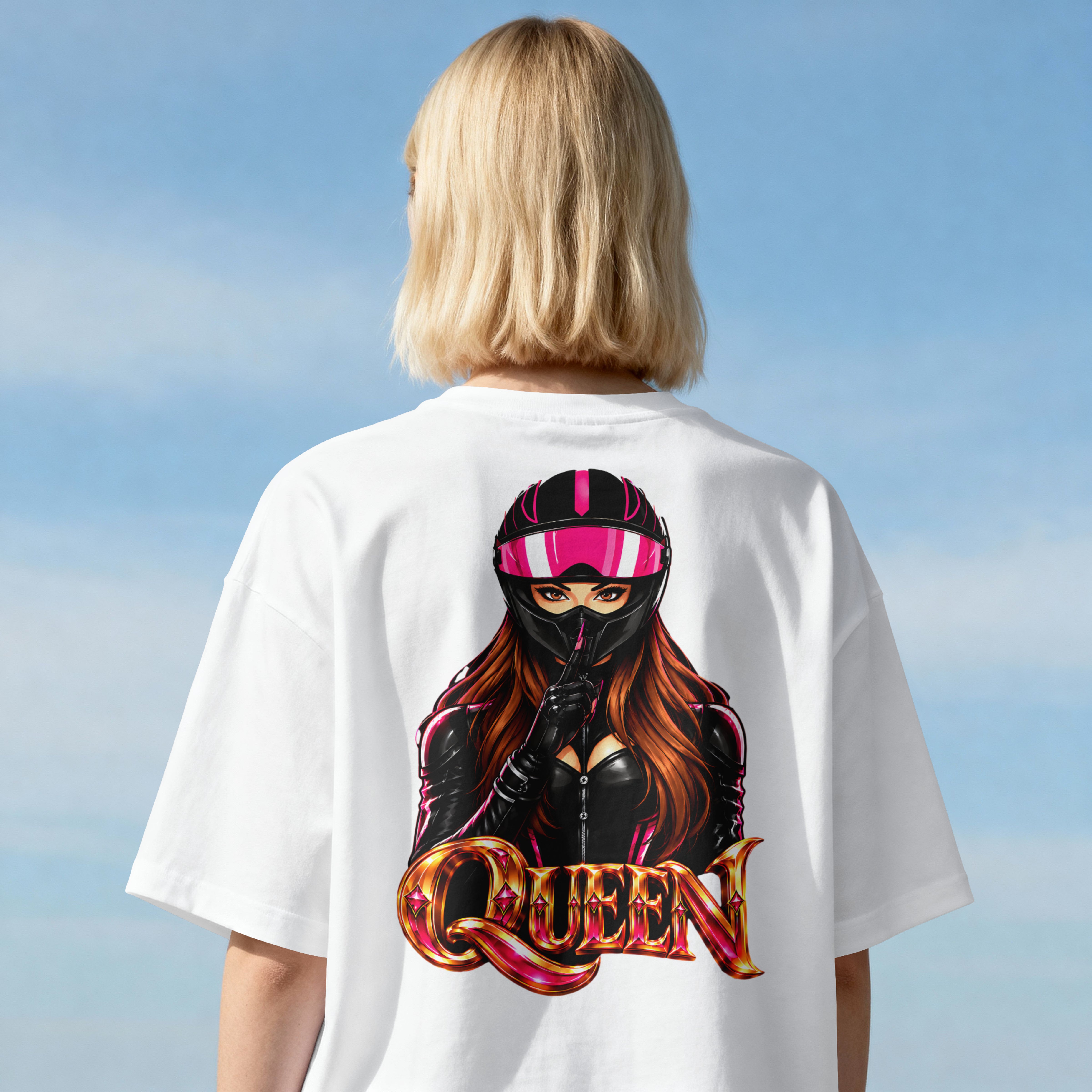 WOMENS BIKE RIDE OVERSIZED T SHIRT - BIKER GIRL