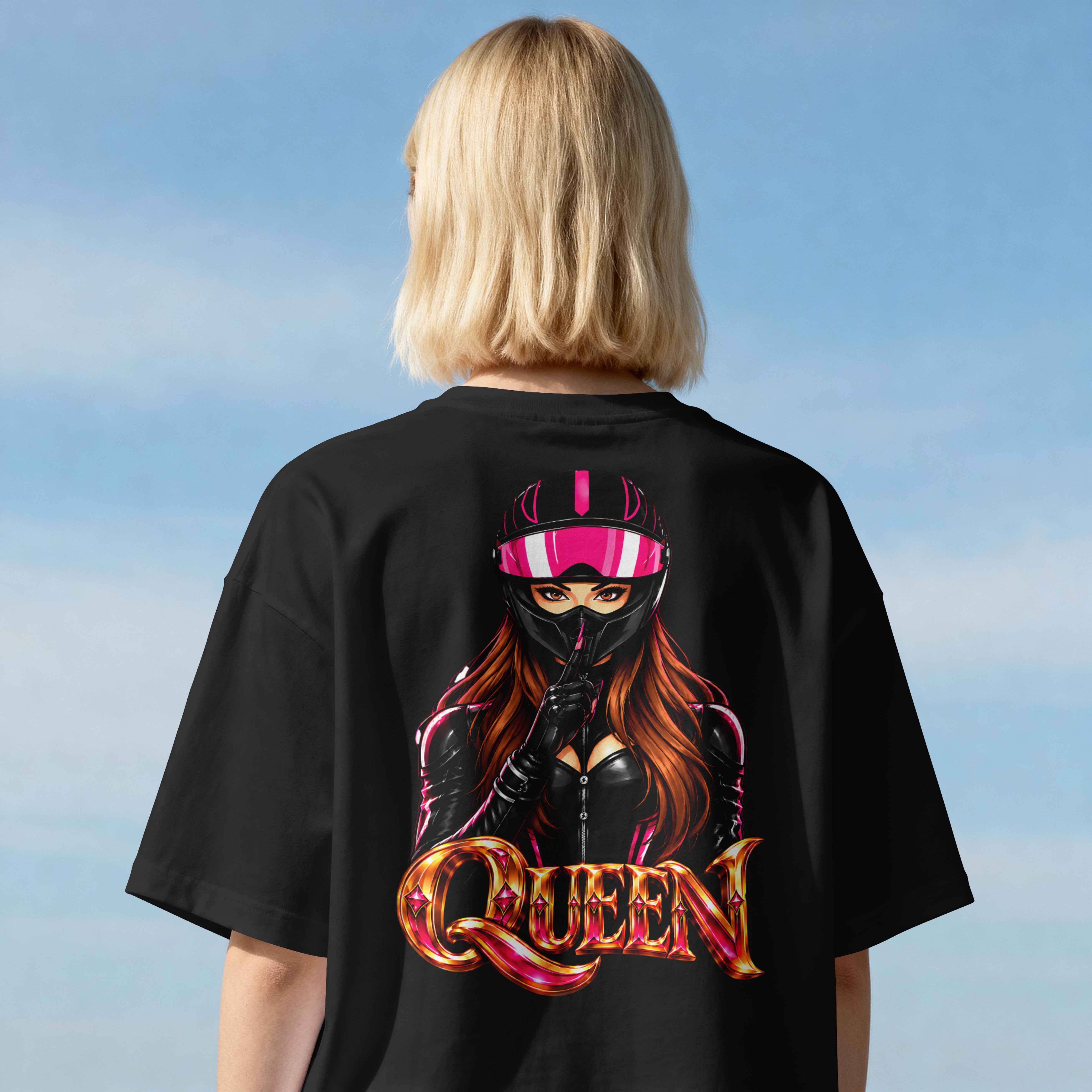 WOMENS BIKE RIDE OVERSIZED T SHIRT - BIKER GIRL