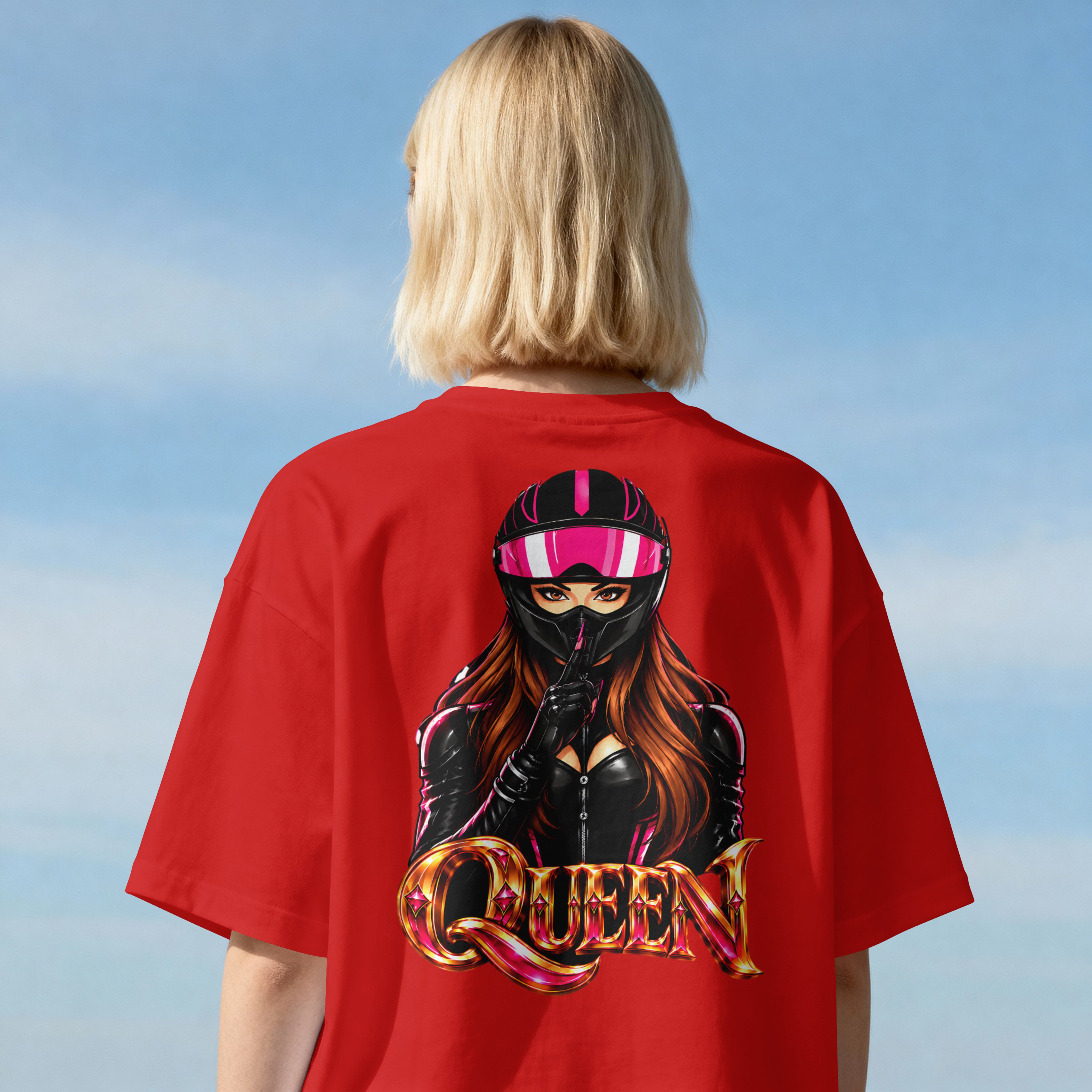 WOMENS BIKE RIDE OVERSIZED T SHIRT - BIKER GIRL