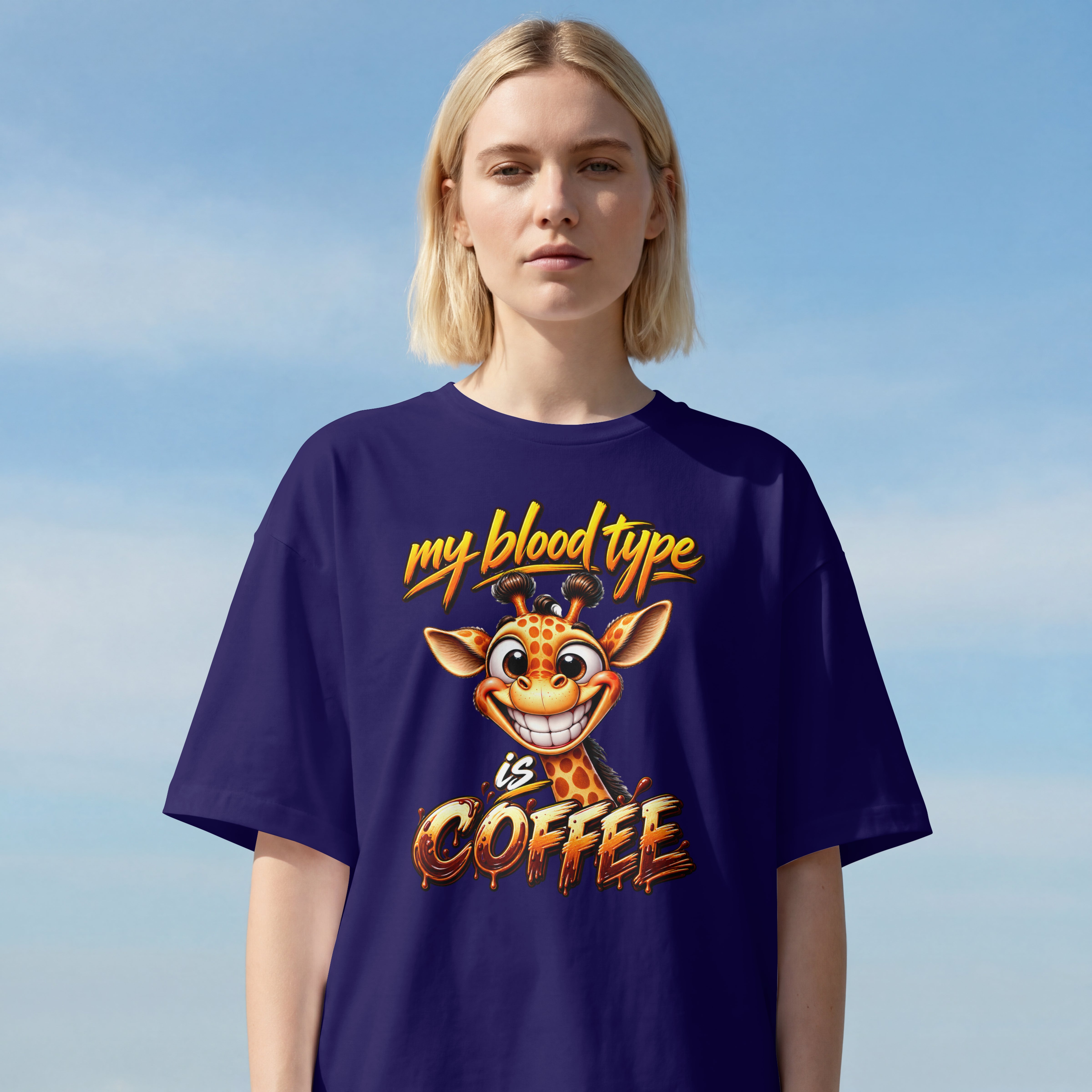 WOMENS FUNNY OVESIZED T SHIRT - COFFEE