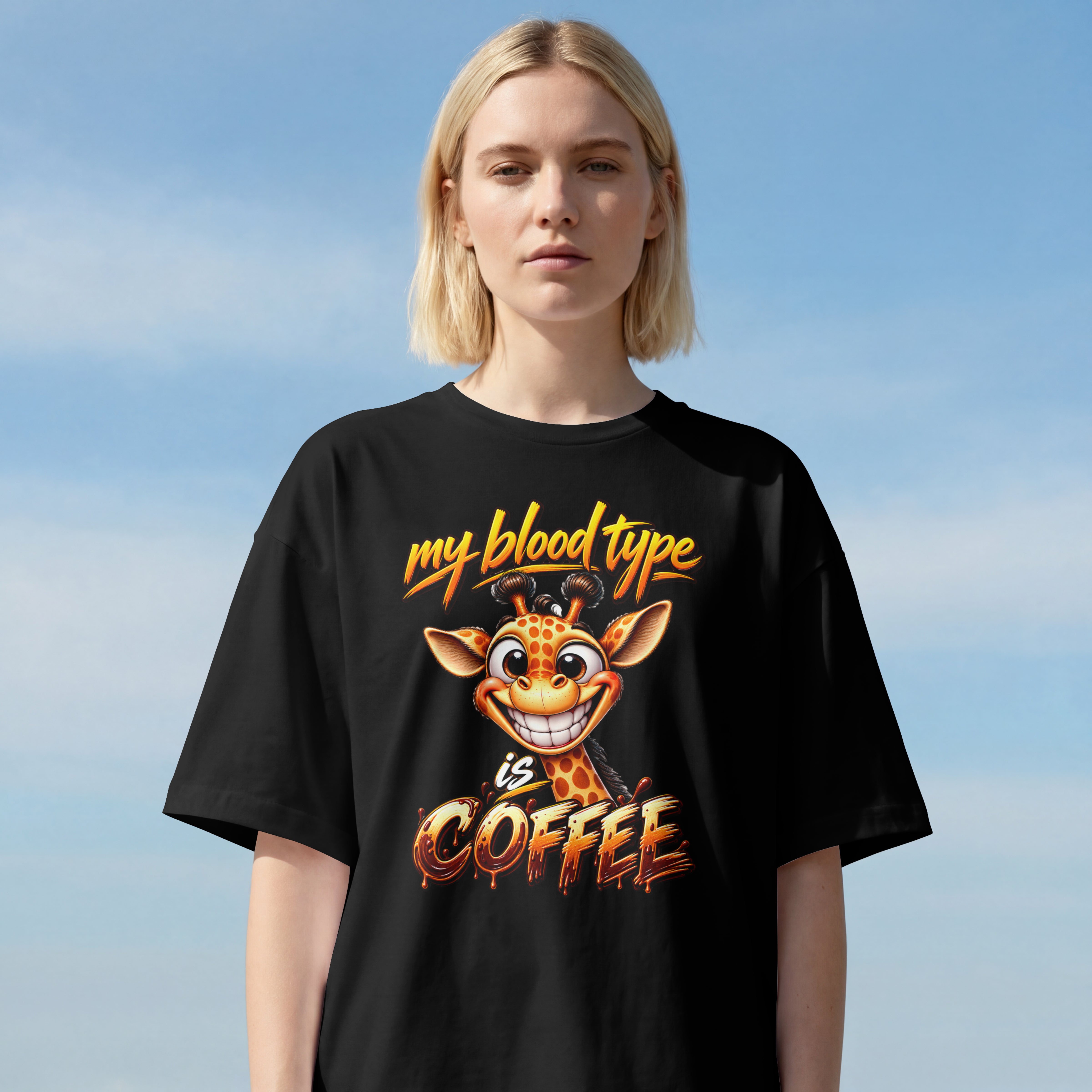 WOMENS FUNNY OVESIZED T SHIRT - COFFEE