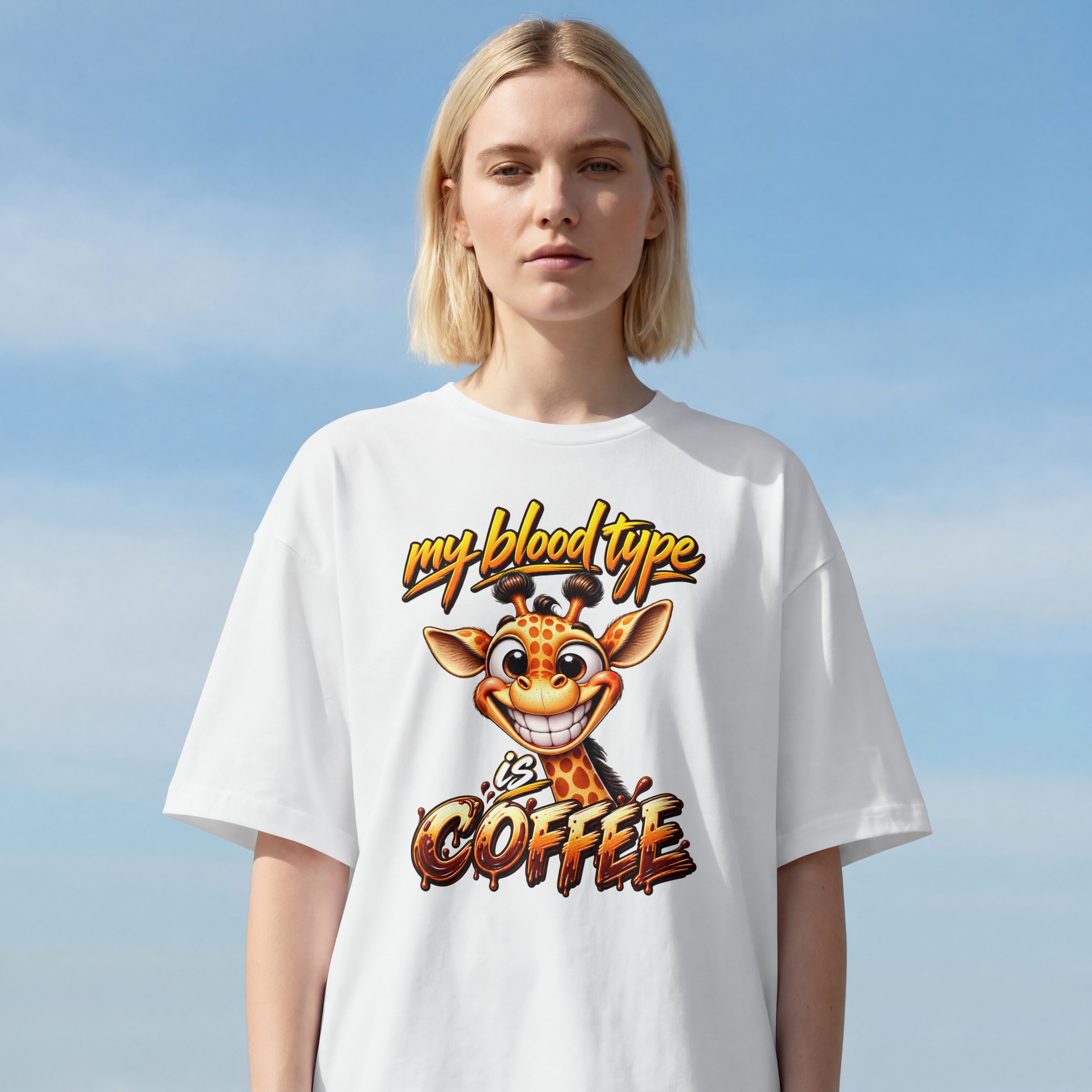 WOMENS FUNNY OVESIZED T SHIRT - COFFEE