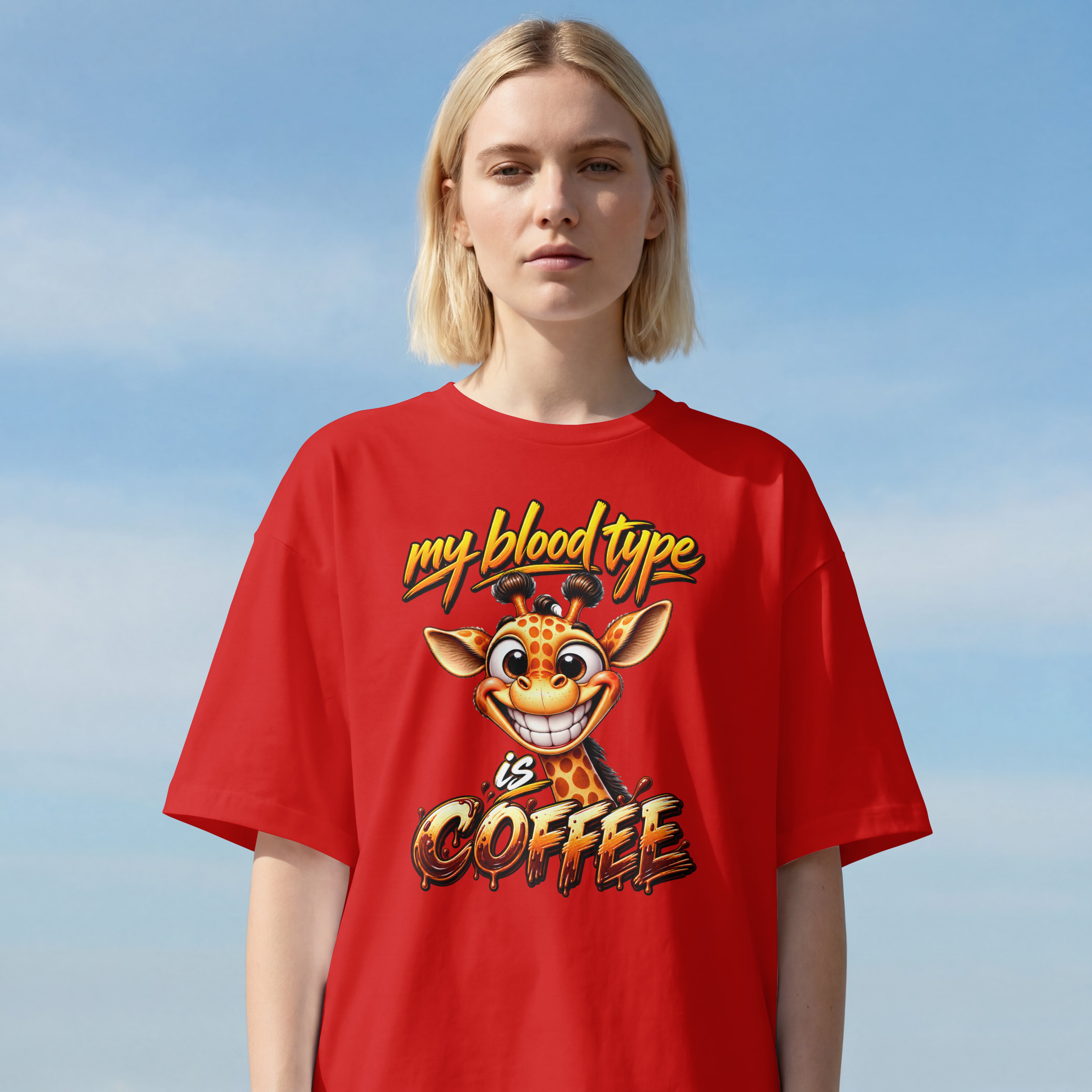 WOMENS FUNNY OVESIZED T SHIRT - COFFEE