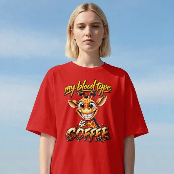 WOMENS FUNNY OVESIZED T SHIRT - COFFEE