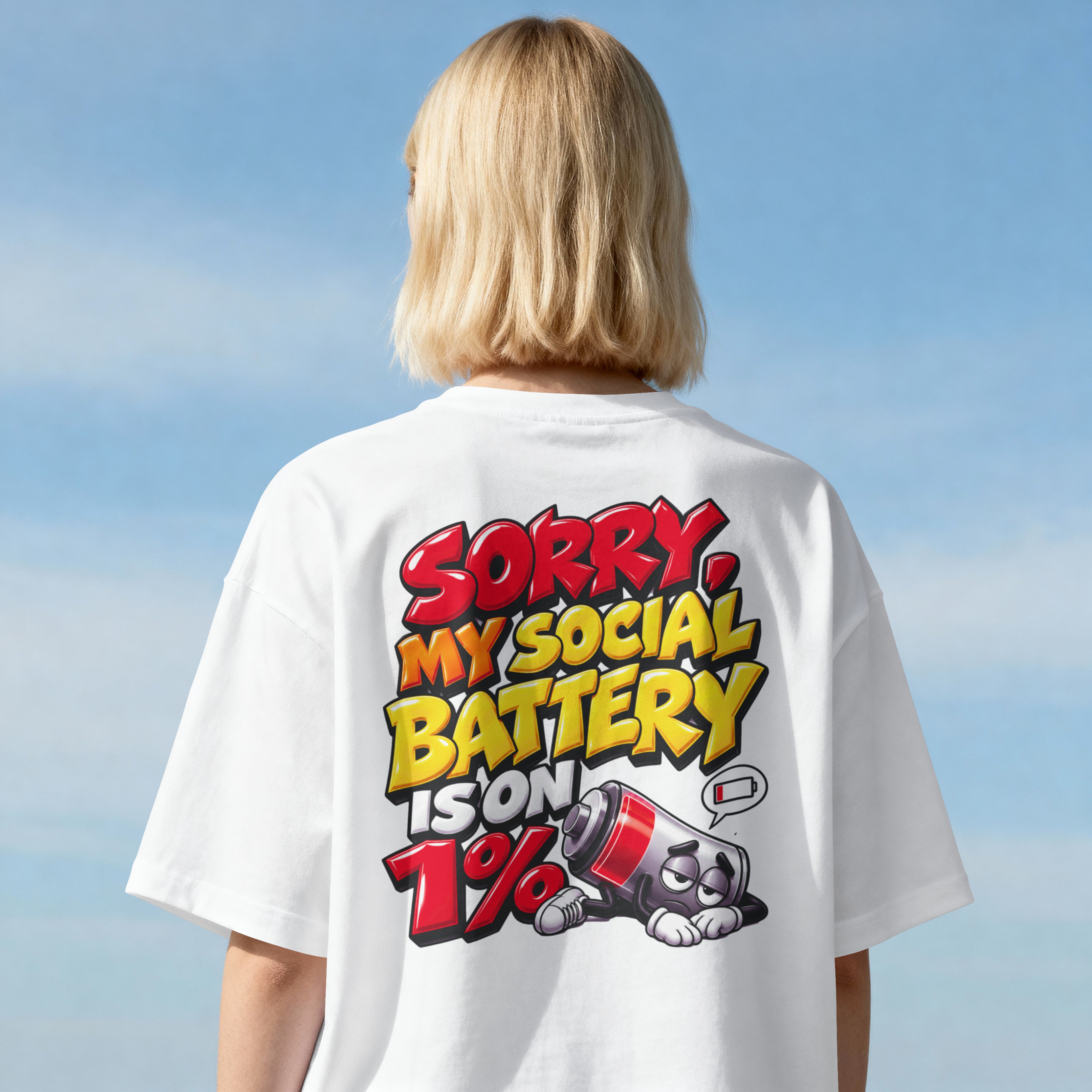WOMENS TRENDY STREETWEAR OVERSIZED T SHIRT - SOCIAL BATTERY