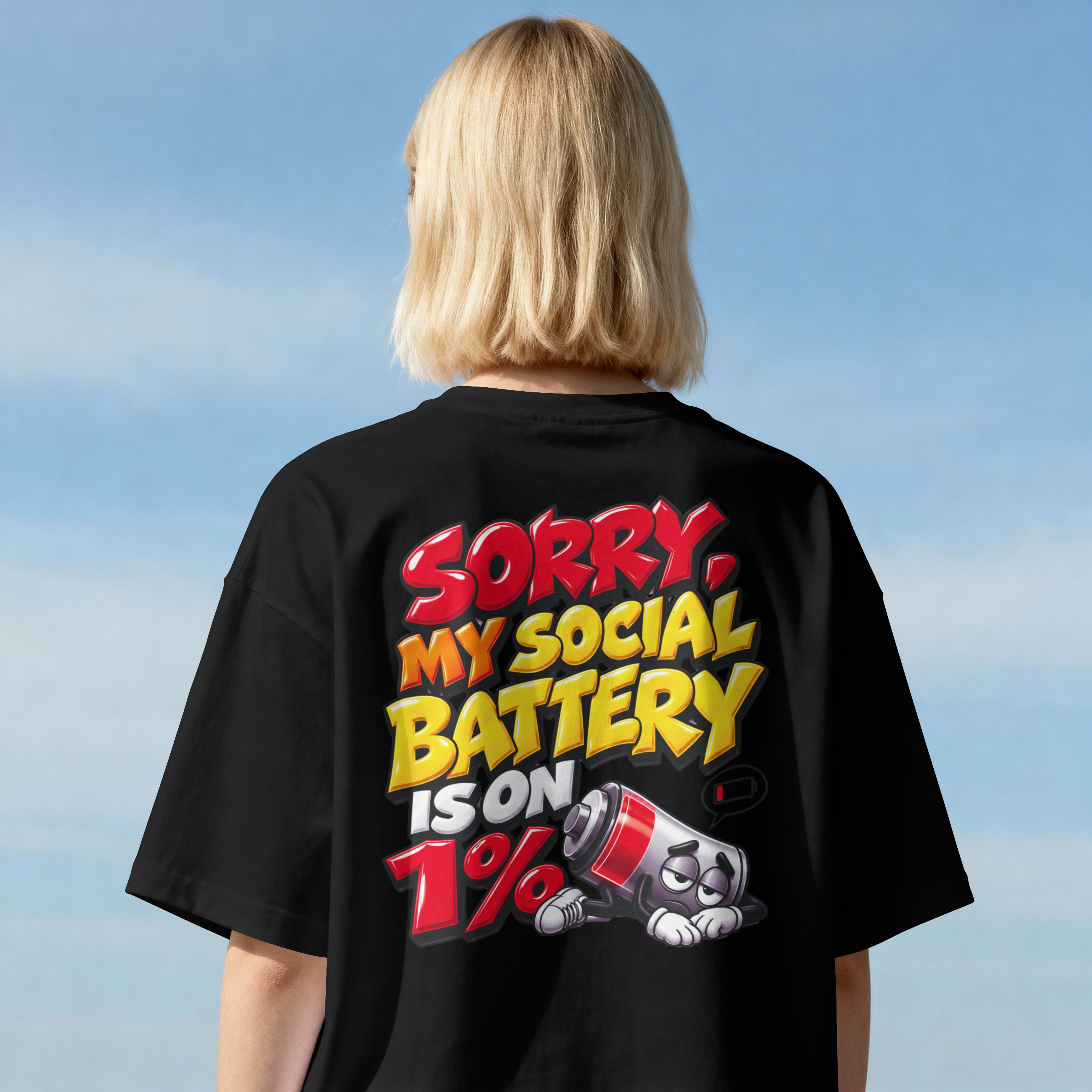 WOMENS TRENDY STREETWEAR OVERSIZED T SHIRT - SOCIAL BATTERY