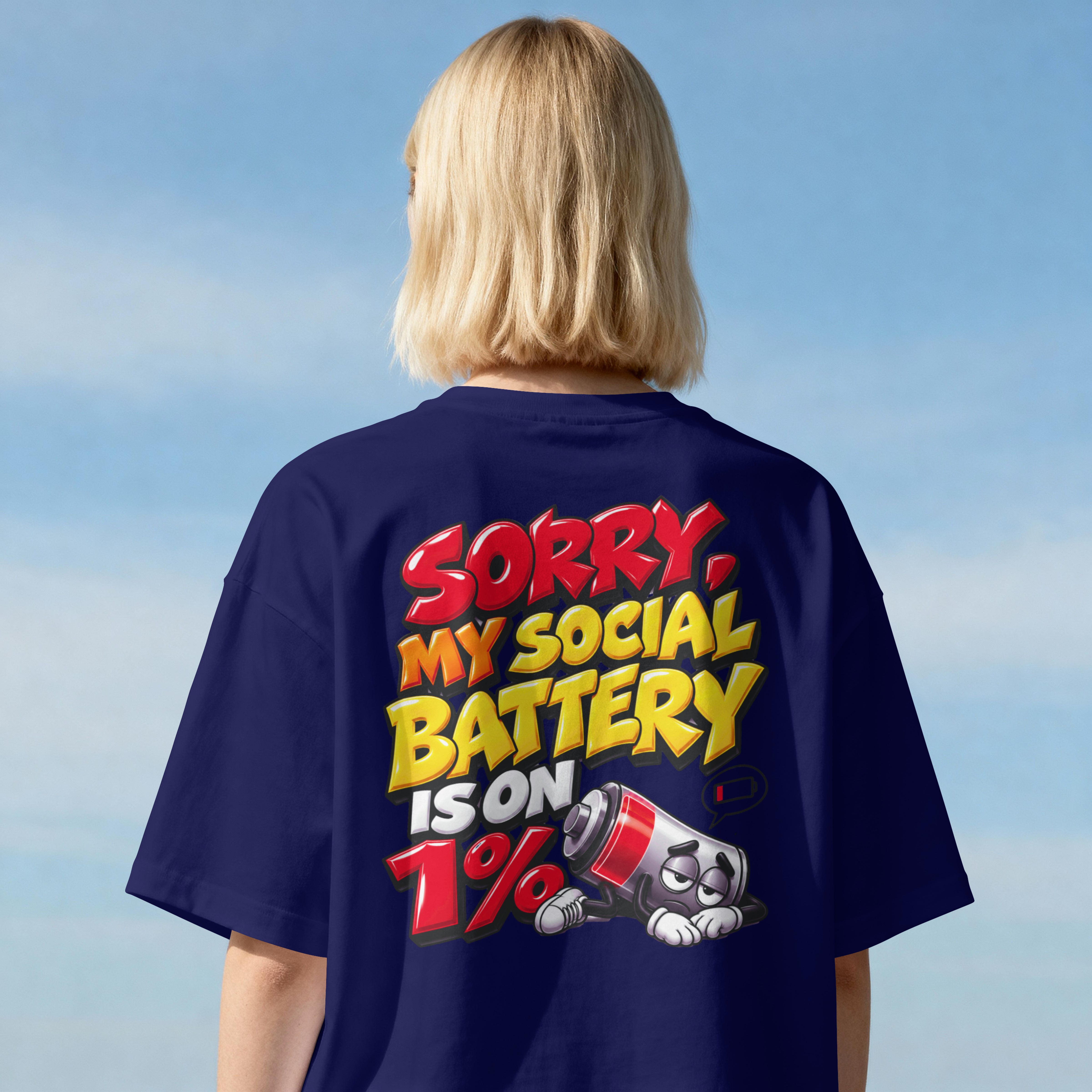 WOMENS TRENDY STREETWEAR OVERSIZED T SHIRT - SOCIAL BATTERY