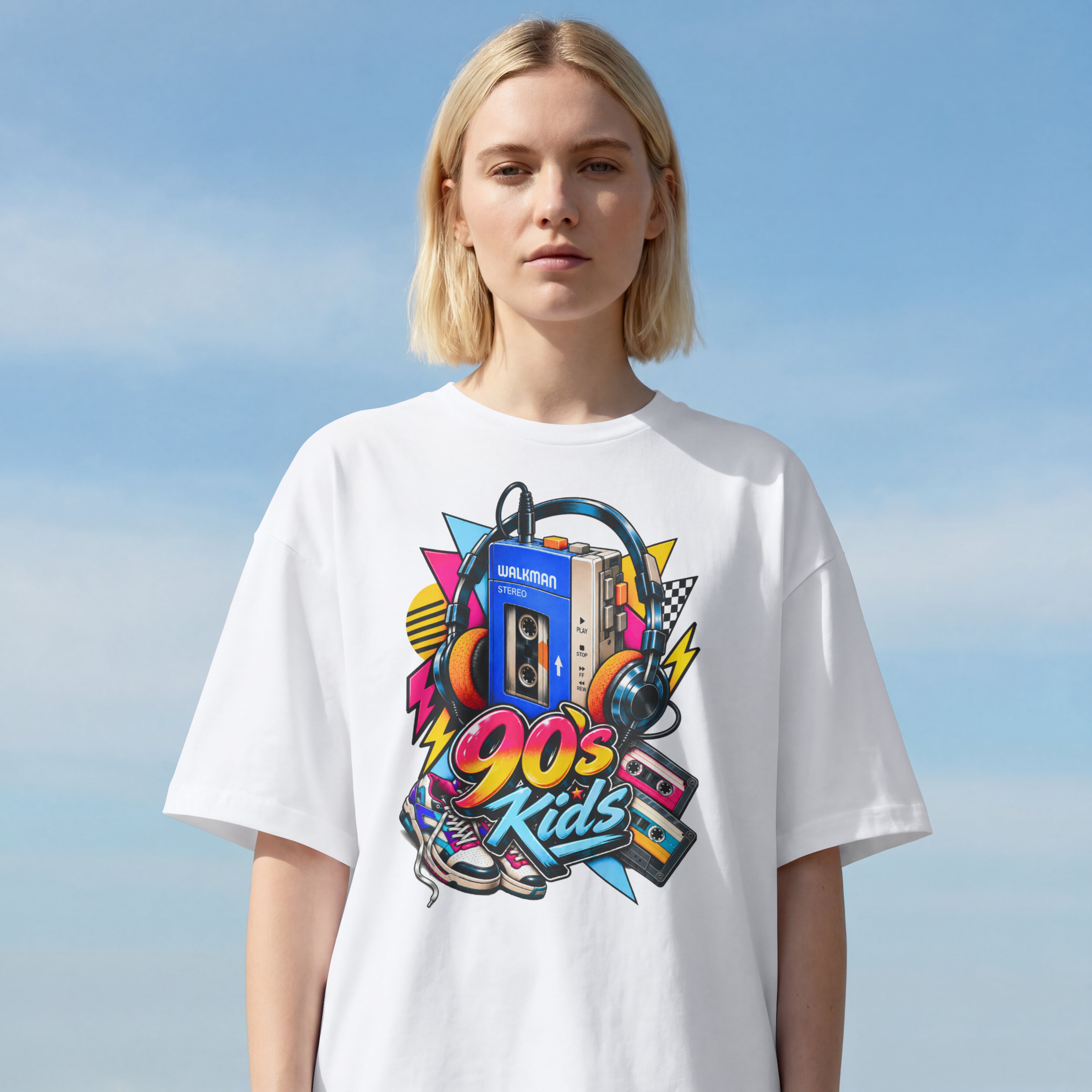 WOMENS RETRO OVERSIZED T SHIRT - 90S KID