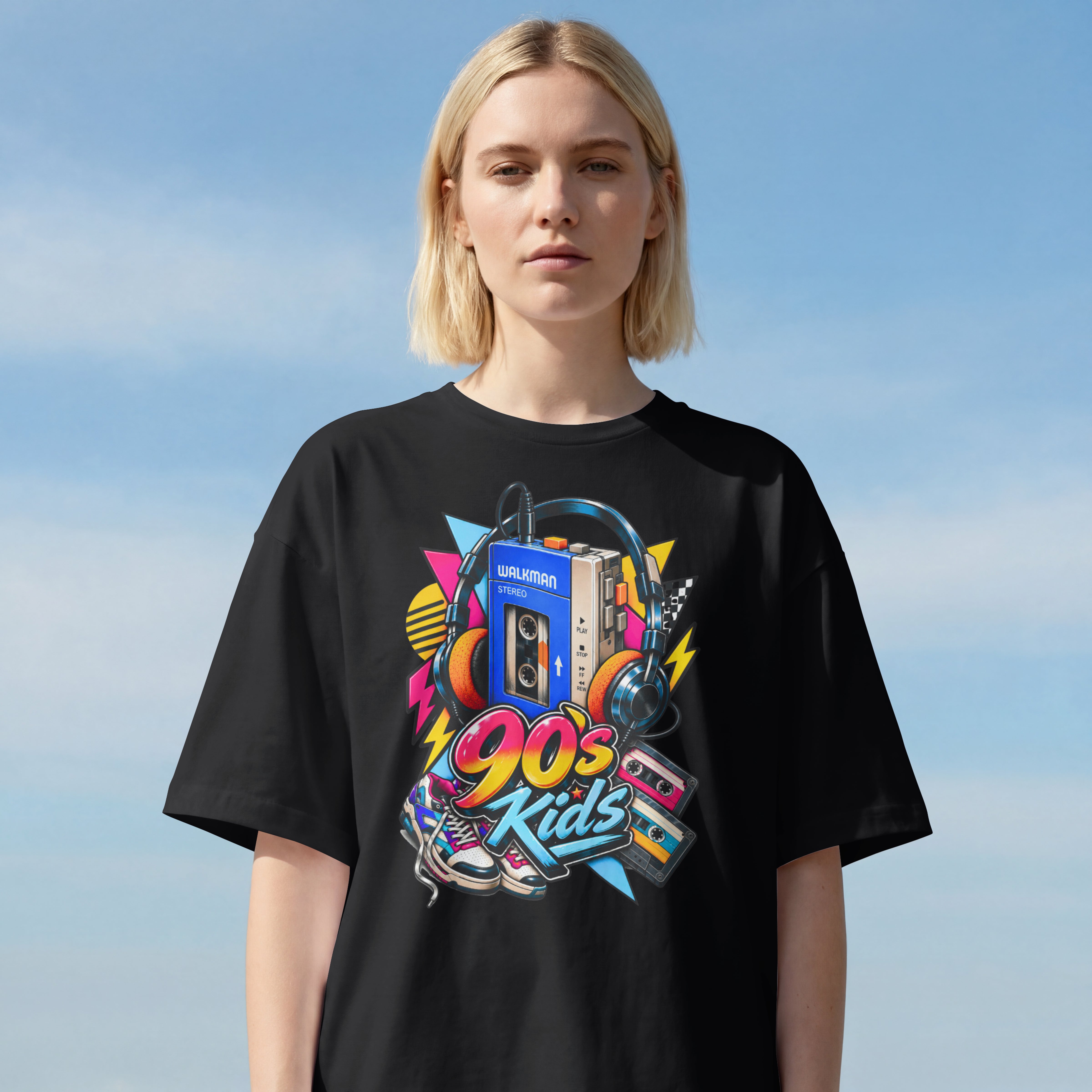 WOMENS RETRO OVERSIZED T SHIRT - 90S KID