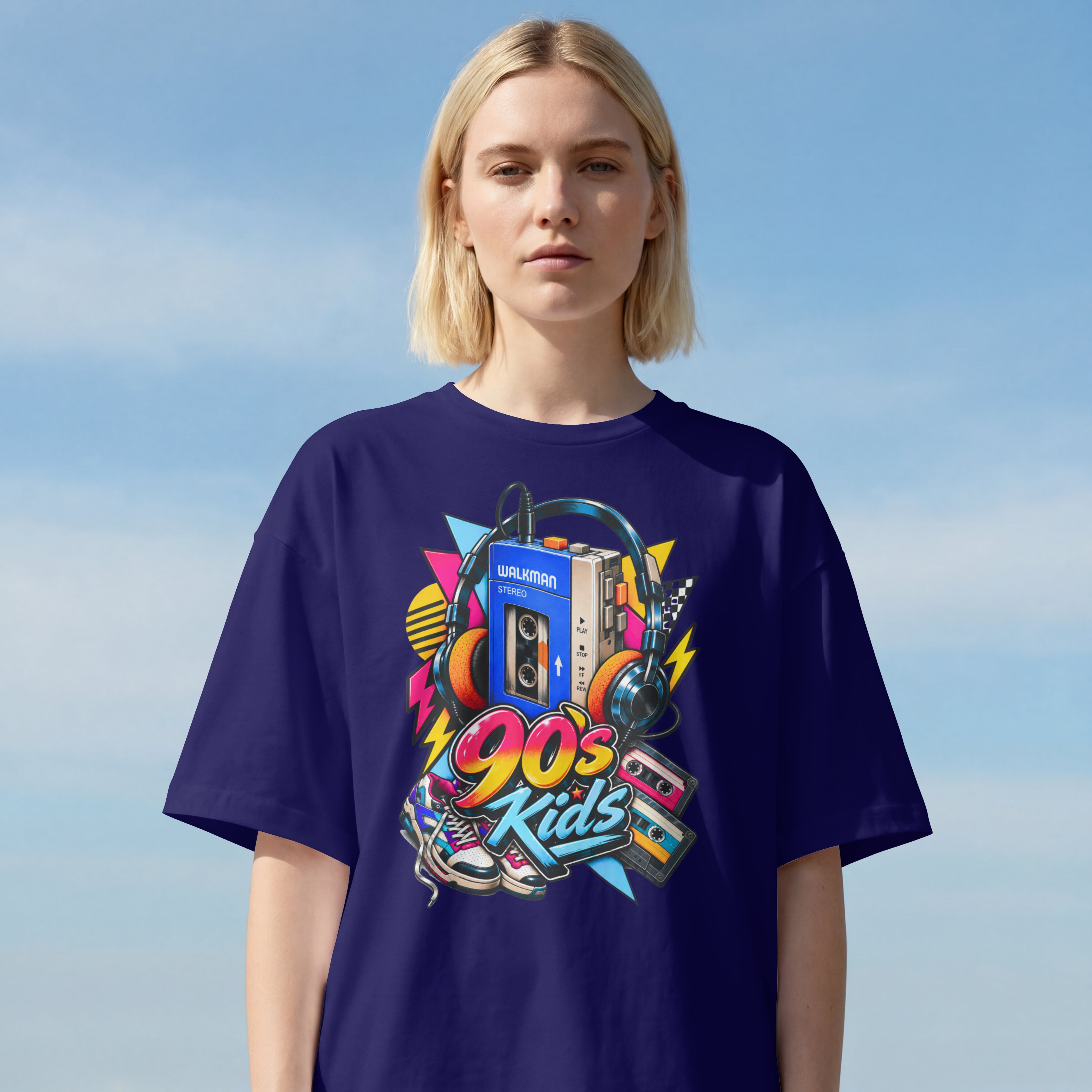 WOMENS RETRO OVERSIZED T SHIRT - 90S KID