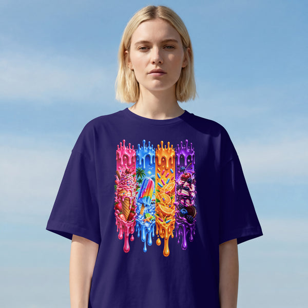 WOMENS TRENDY OVERSIZED T SHIRT - ICE CREAM LOVER