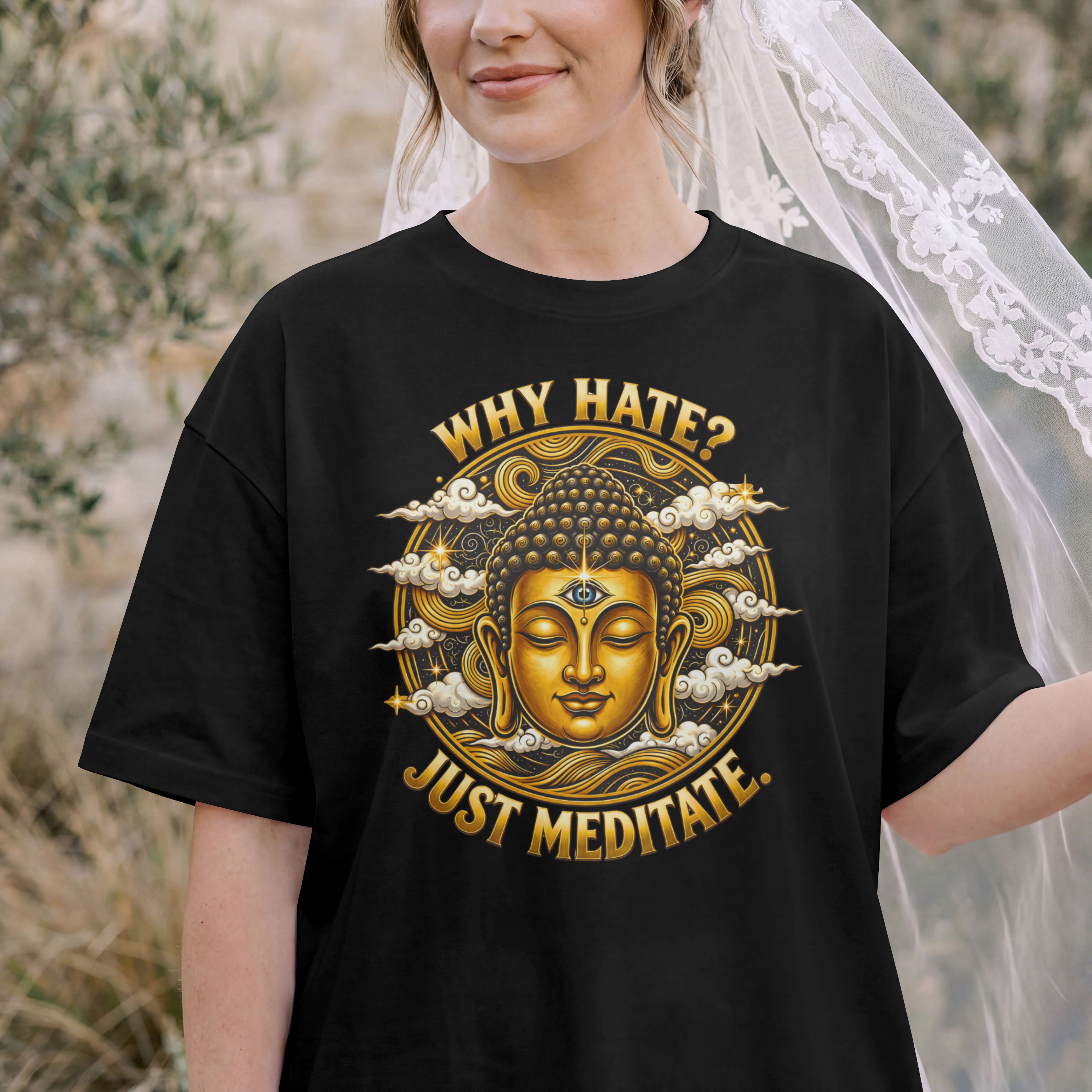 WOMENS DIVINE OVERSIZED T SHIRT - BUDDHA