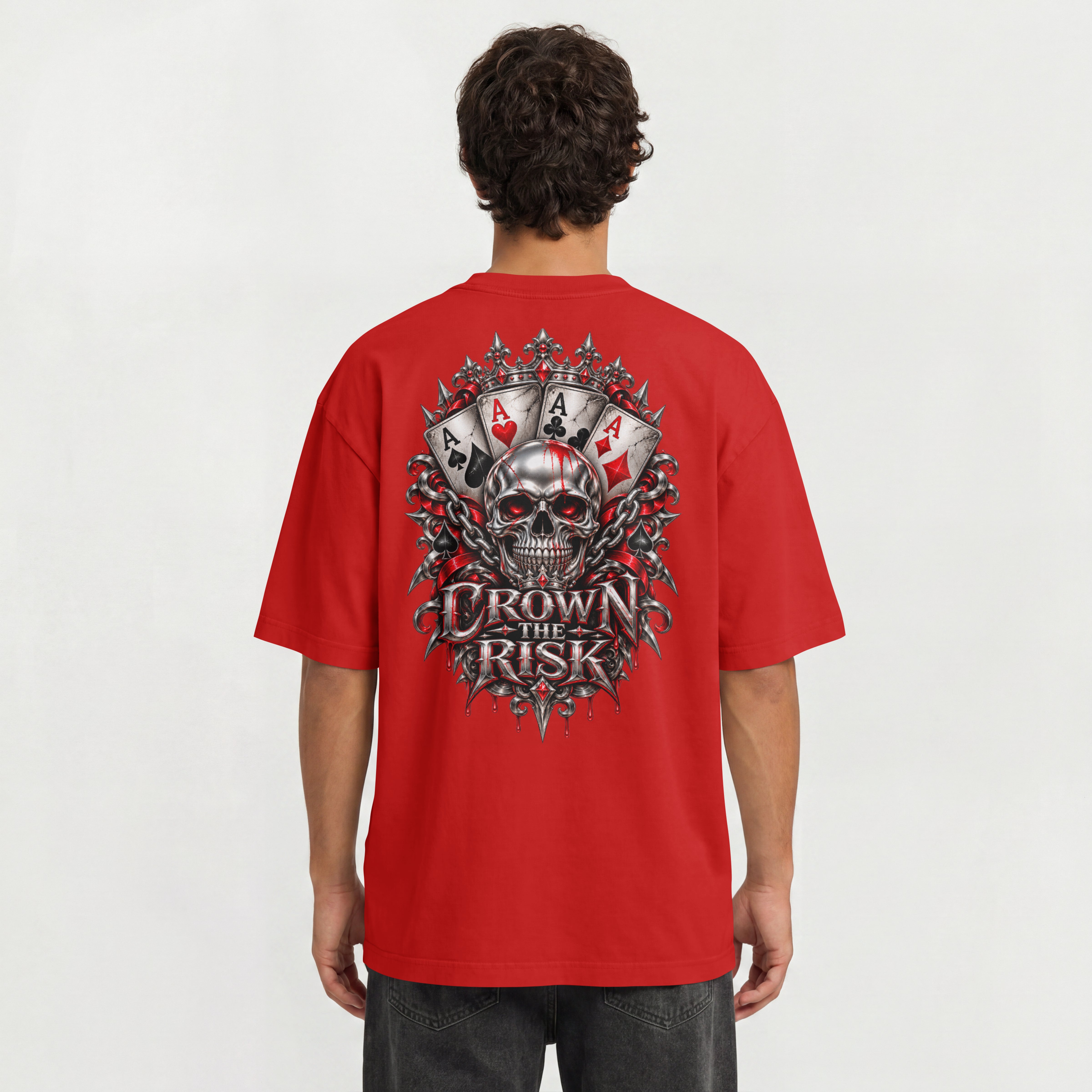 MENS STREETWEAR OVERSIZED T SHIRT - CROWN THE RISK