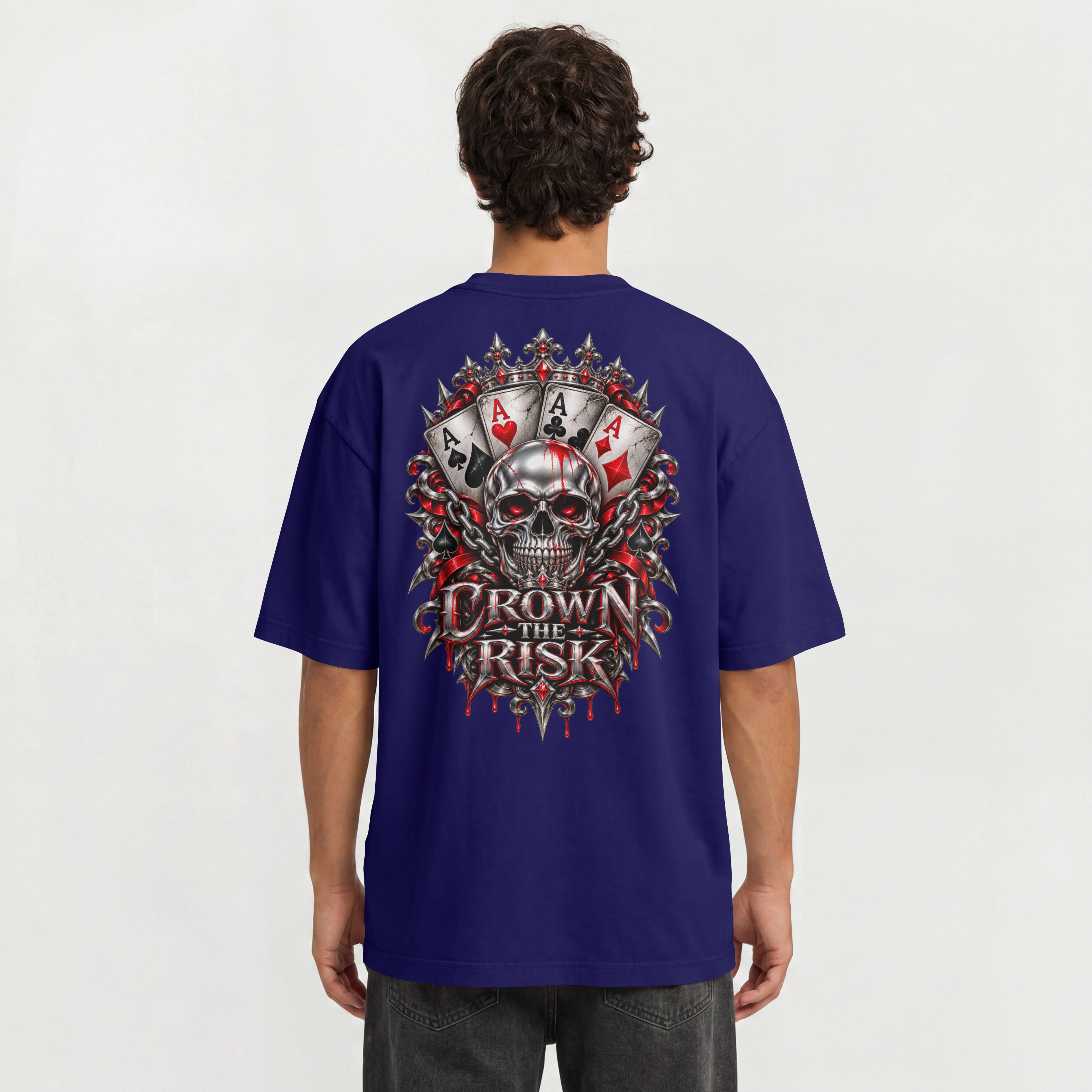 MENS STREETWEAR OVERSIZED T SHIRT - CROWN THE RISK