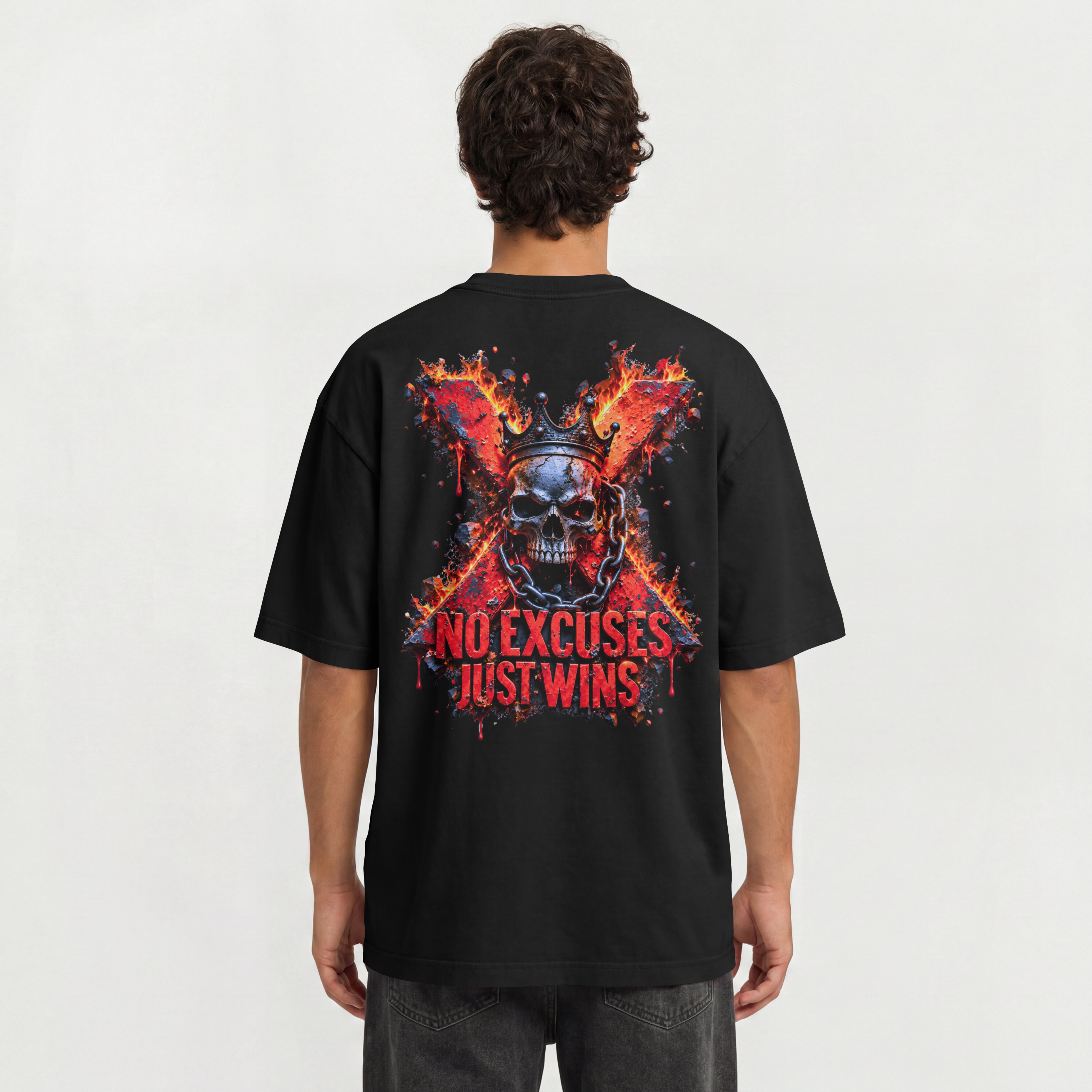 MENS STREETWEAR OVERSIZED T SHIRT - NO EXCUSES