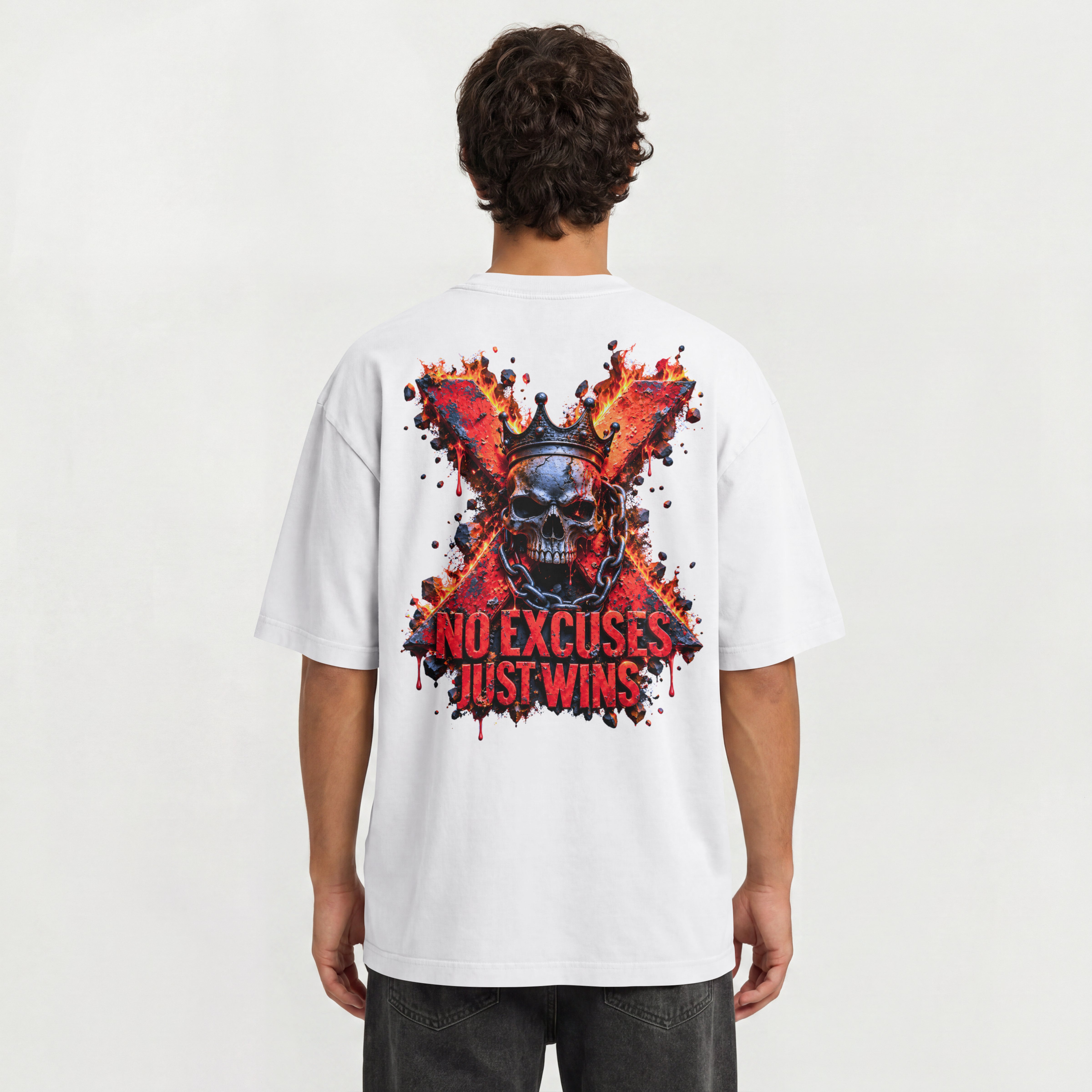 MENS STREETWEAR OVERSIZED T SHIRT - NO EXCUSES