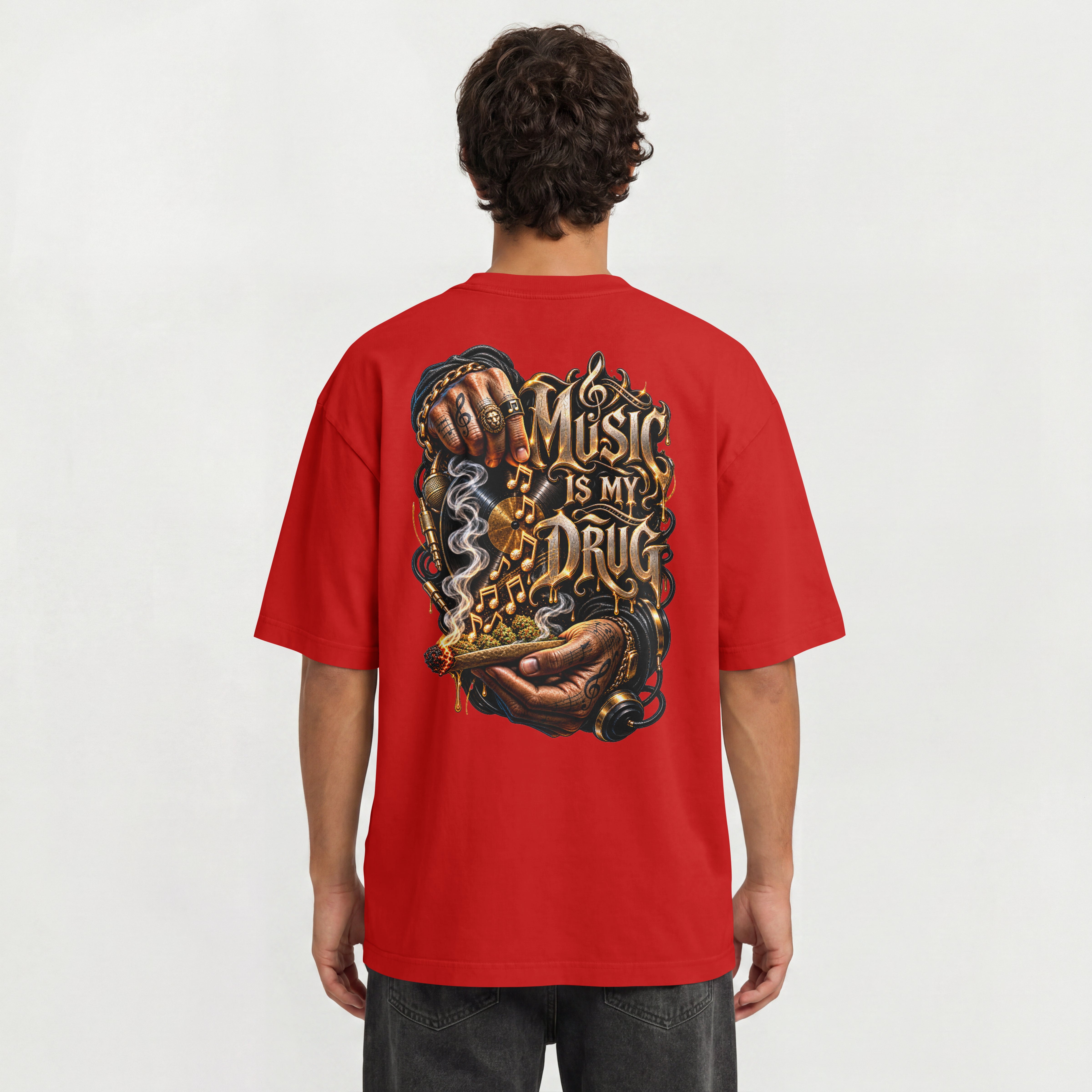 UNISEX STREETWEAR OVERSIZED T SHIRT - MUSIC IS MY DRUG