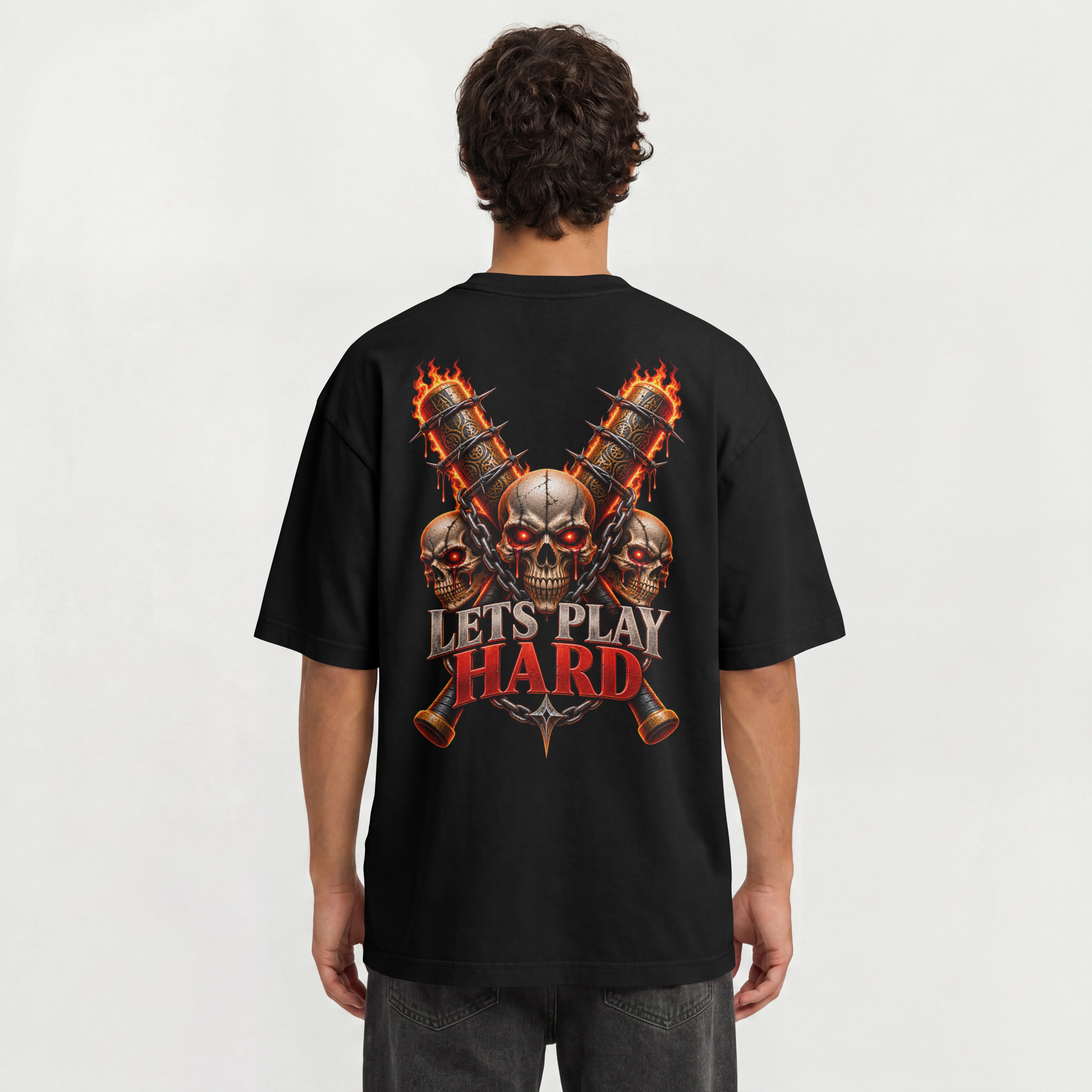 MENS TRENDY STREETWEAR OVERSIZED T SHIRT - PLAY HARD