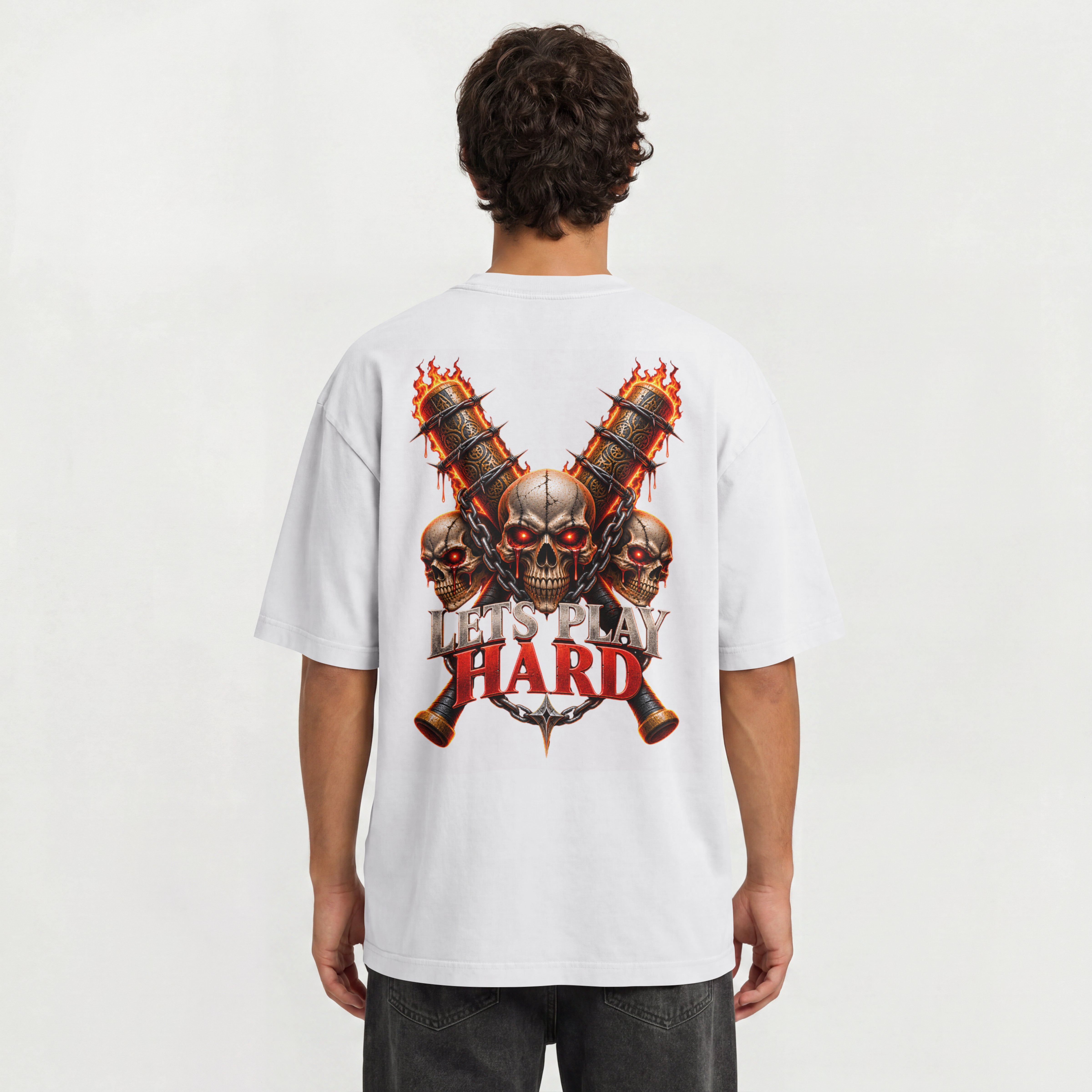 MENS TRENDY STREETWEAR OVERSIZED T SHIRT - PLAY HARD