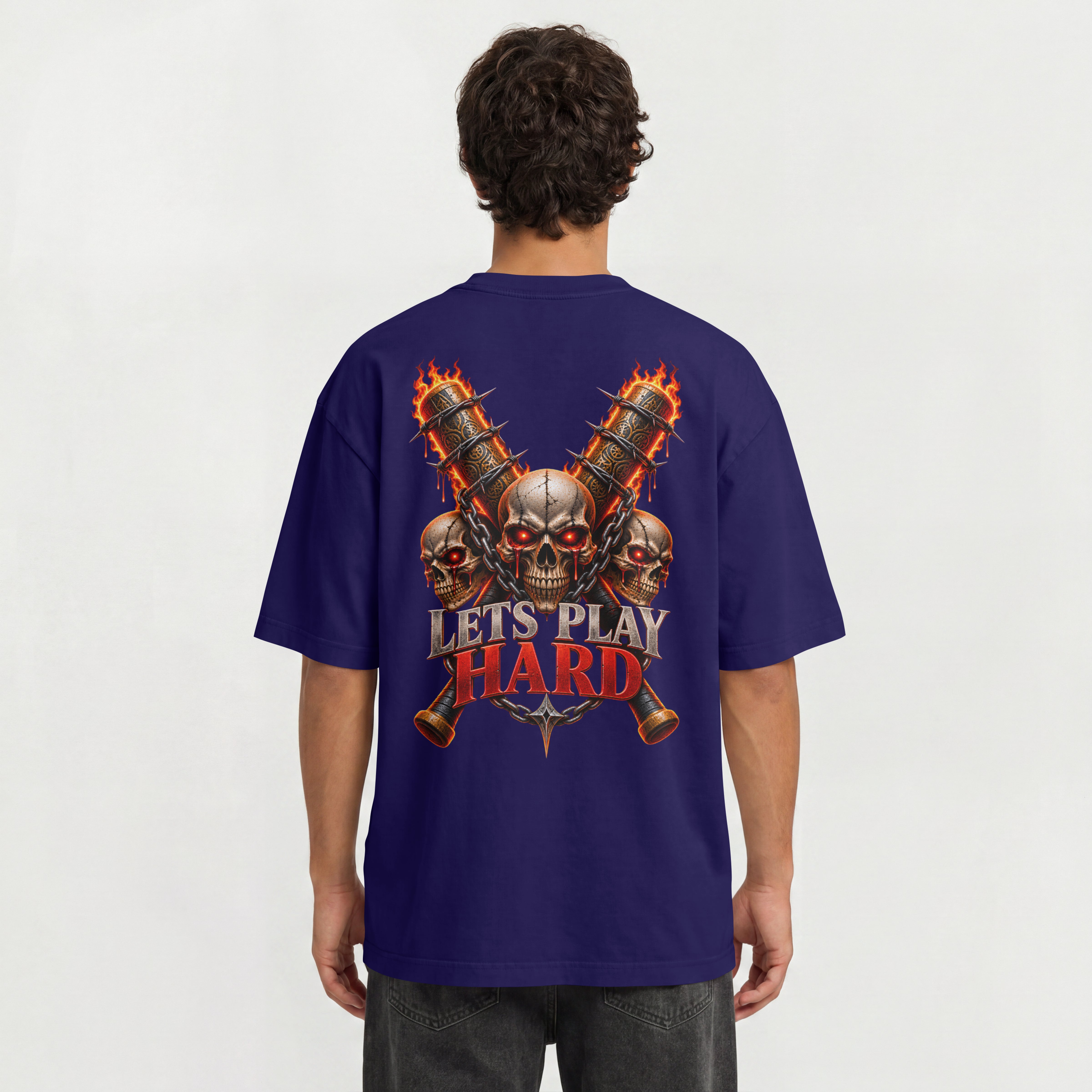 MENS TRENDY STREETWEAR OVERSIZED T SHIRT - PLAY HARD