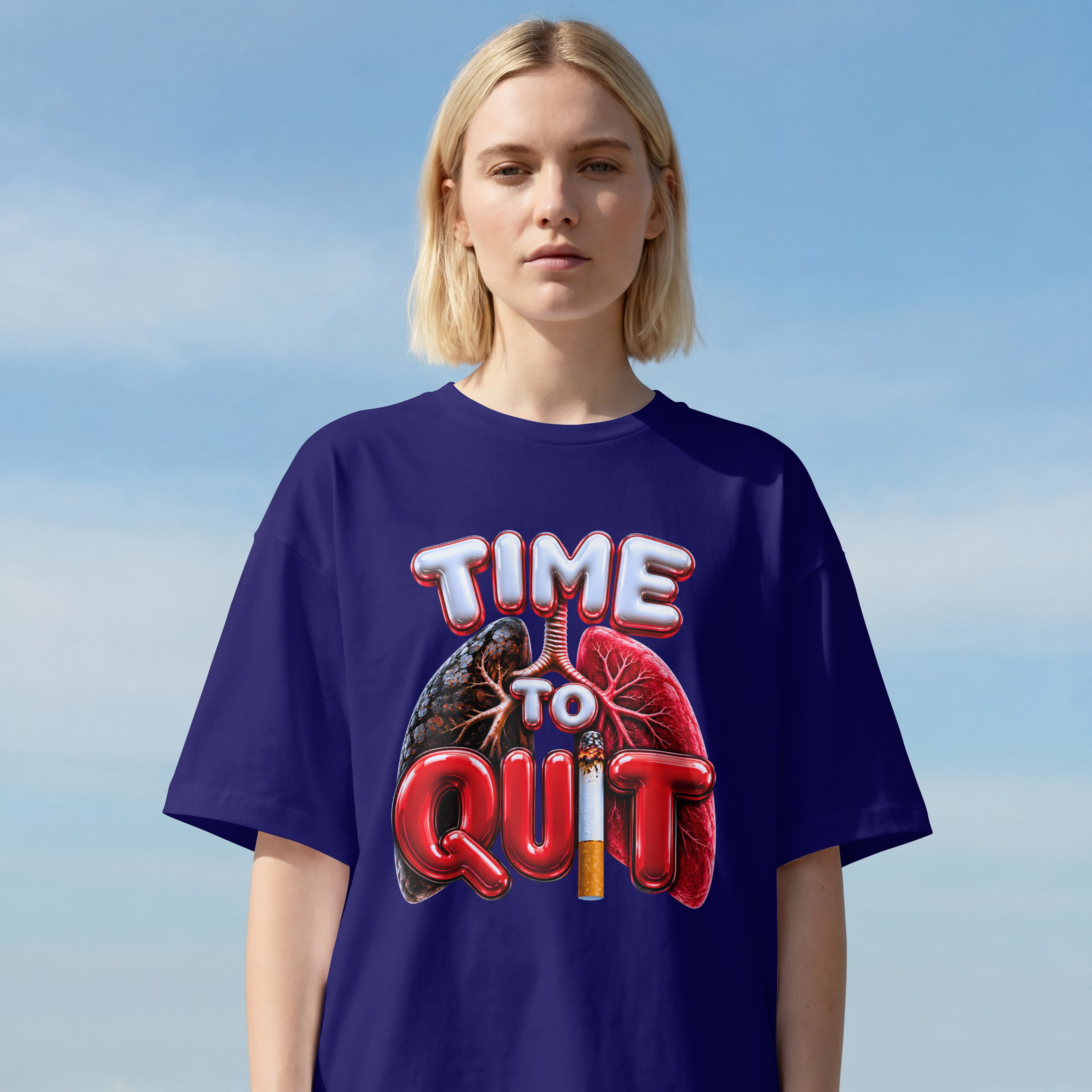 UNISEX AWARNESS OVERSIZED T SHIRT - QUIT SMOKING