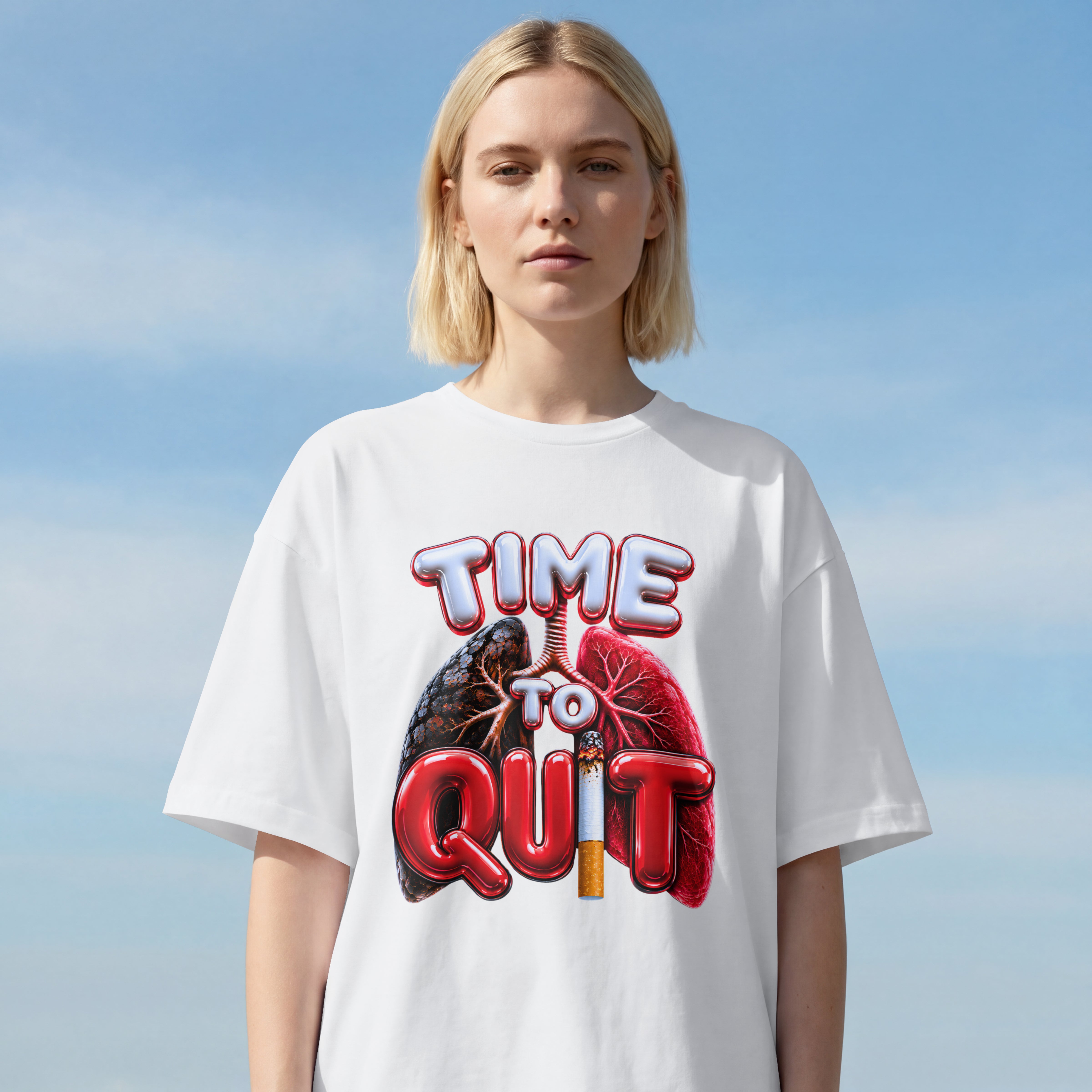 UNISEX AWARNESS OVERSIZED T SHIRT - QUIT SMOKING