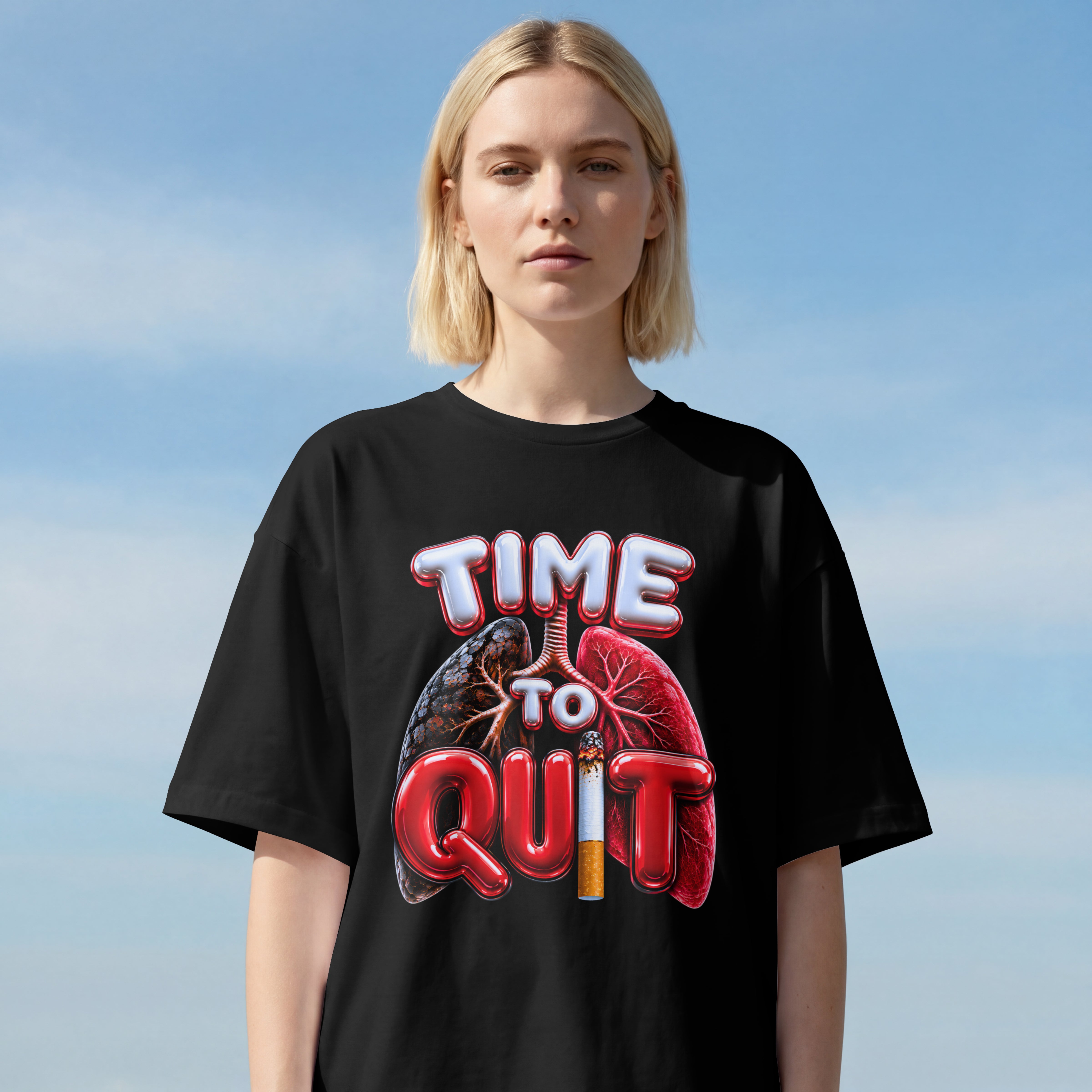 UNISEX AWARNESS OVERSIZED T SHIRT - QUIT SMOKING