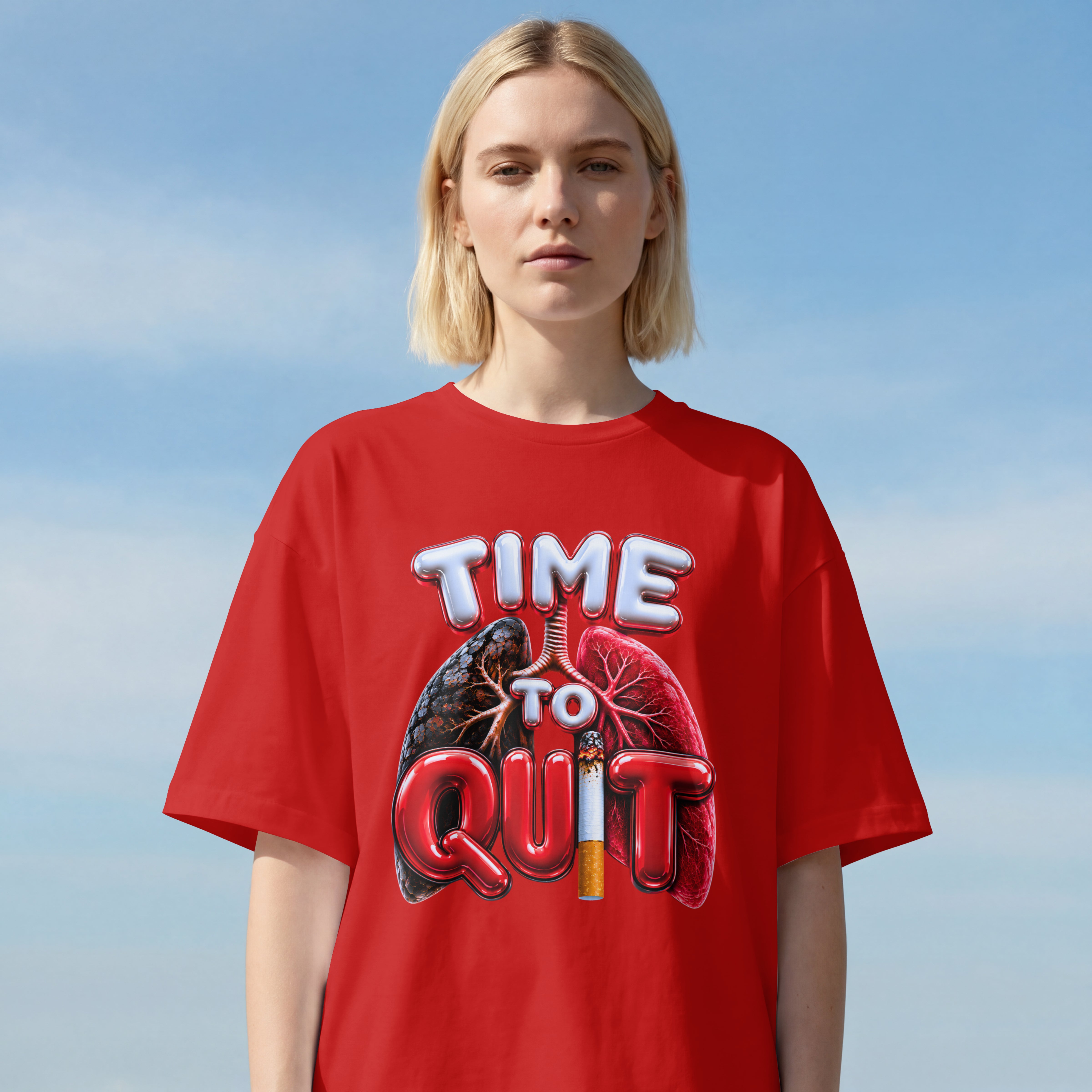 UNISEX AWARNESS OVERSIZED T SHIRT - QUIT SMOKING