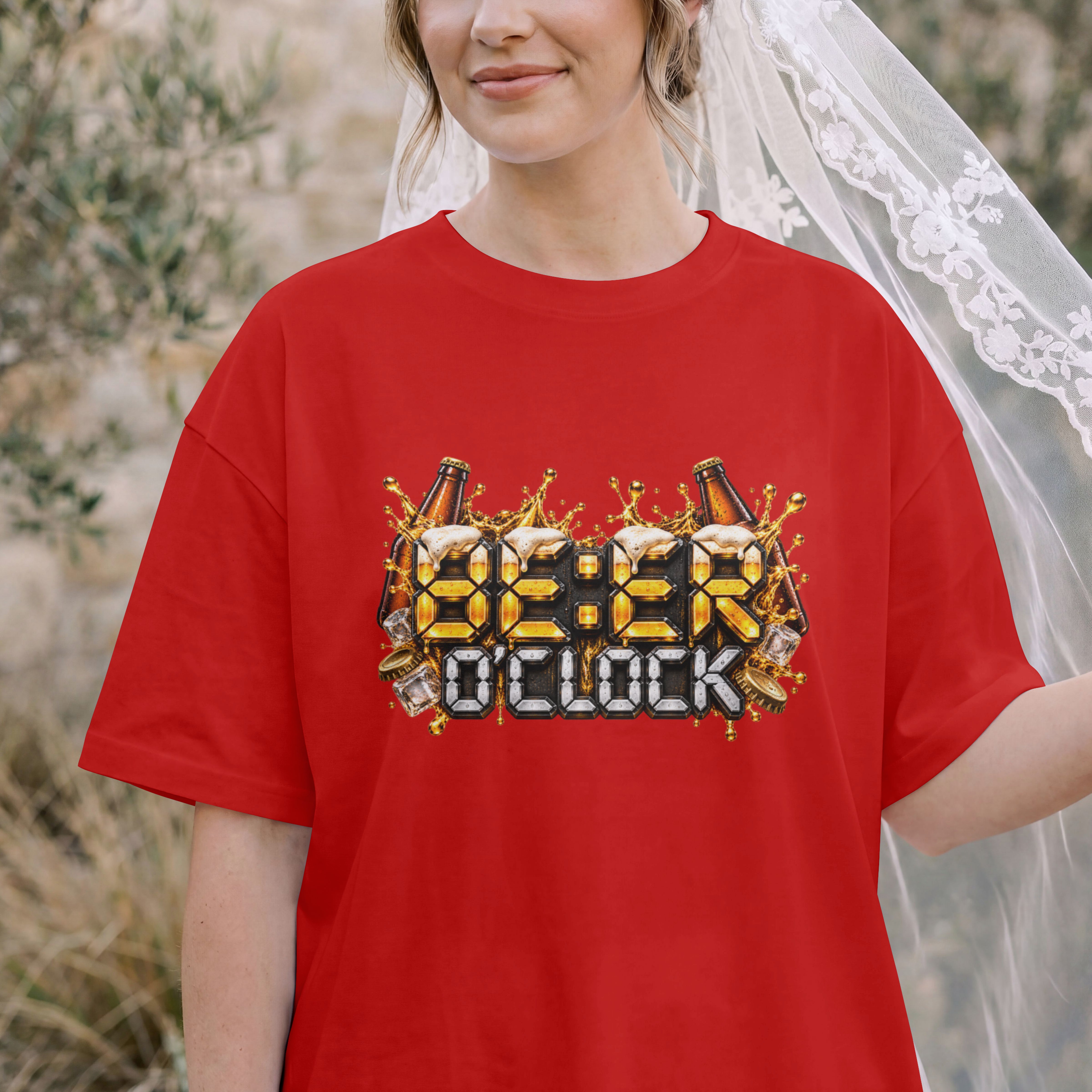 UNISEX WEEKEND STYLE OVERSIZED T SHIRT - BEER O CLOCK