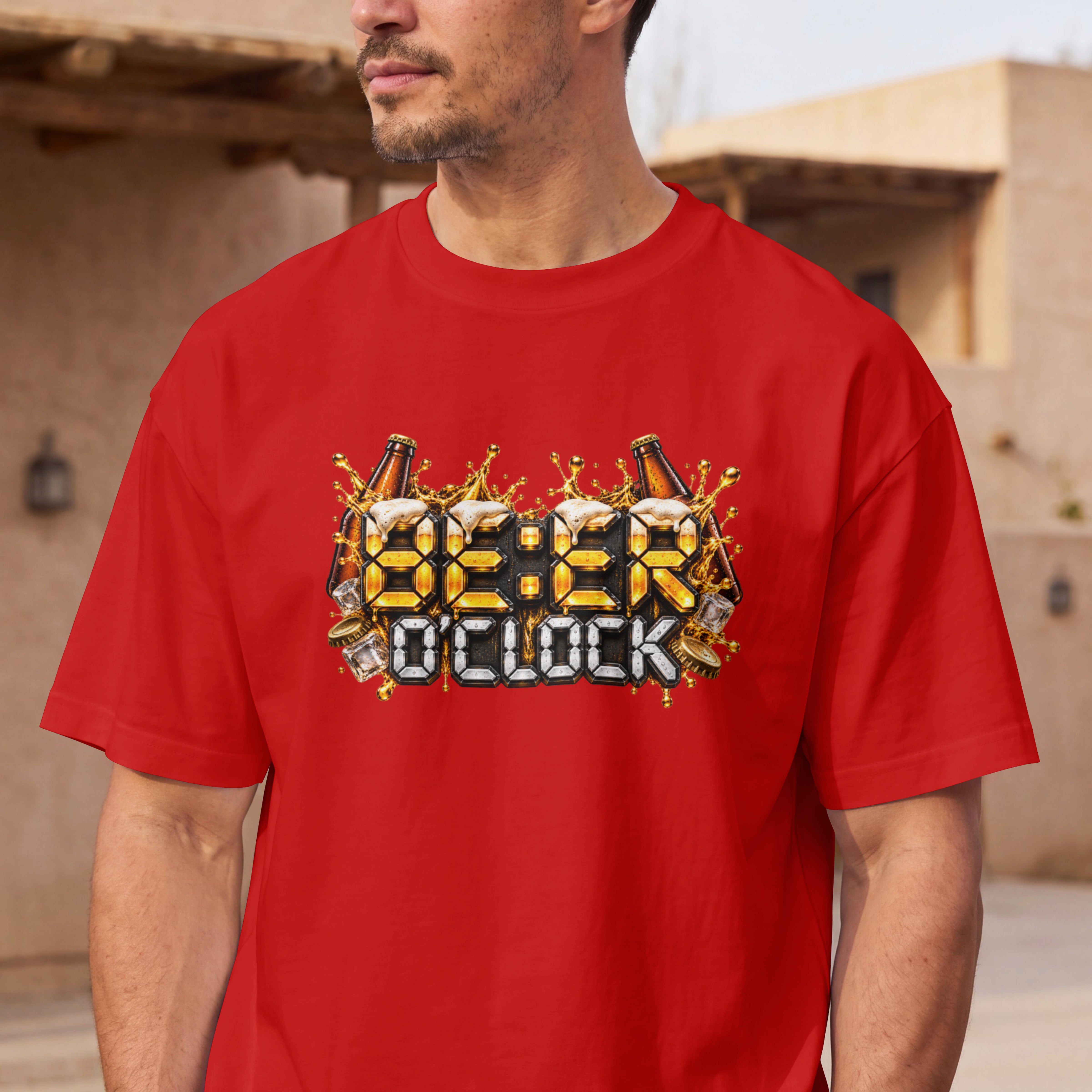 UNISEX WEEKEND STYLE OVERSIZED T SHIRT - BEER O CLOCK