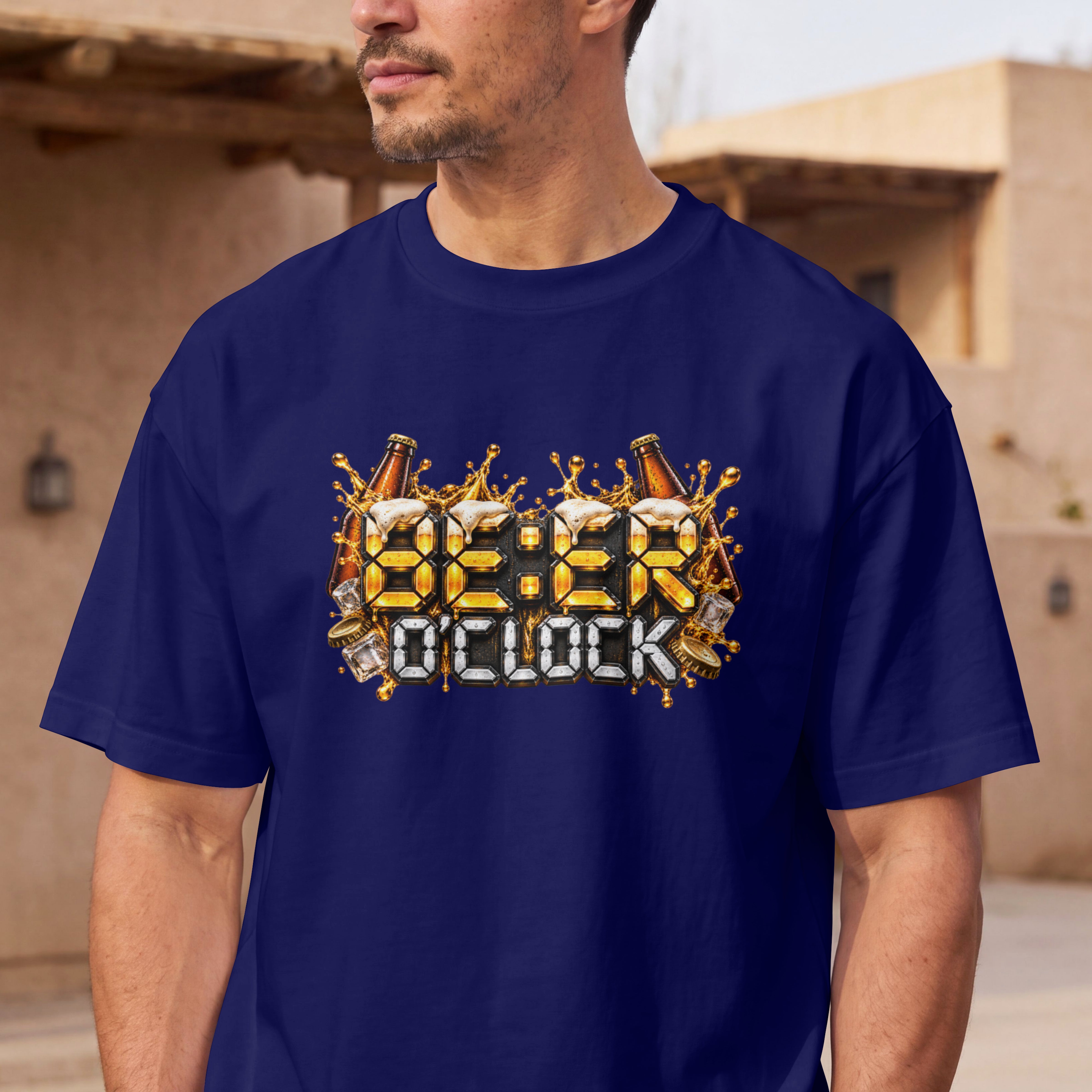 UNISEX WEEKEND STYLE OVERSIZED T SHIRT - BEER O CLOCK
