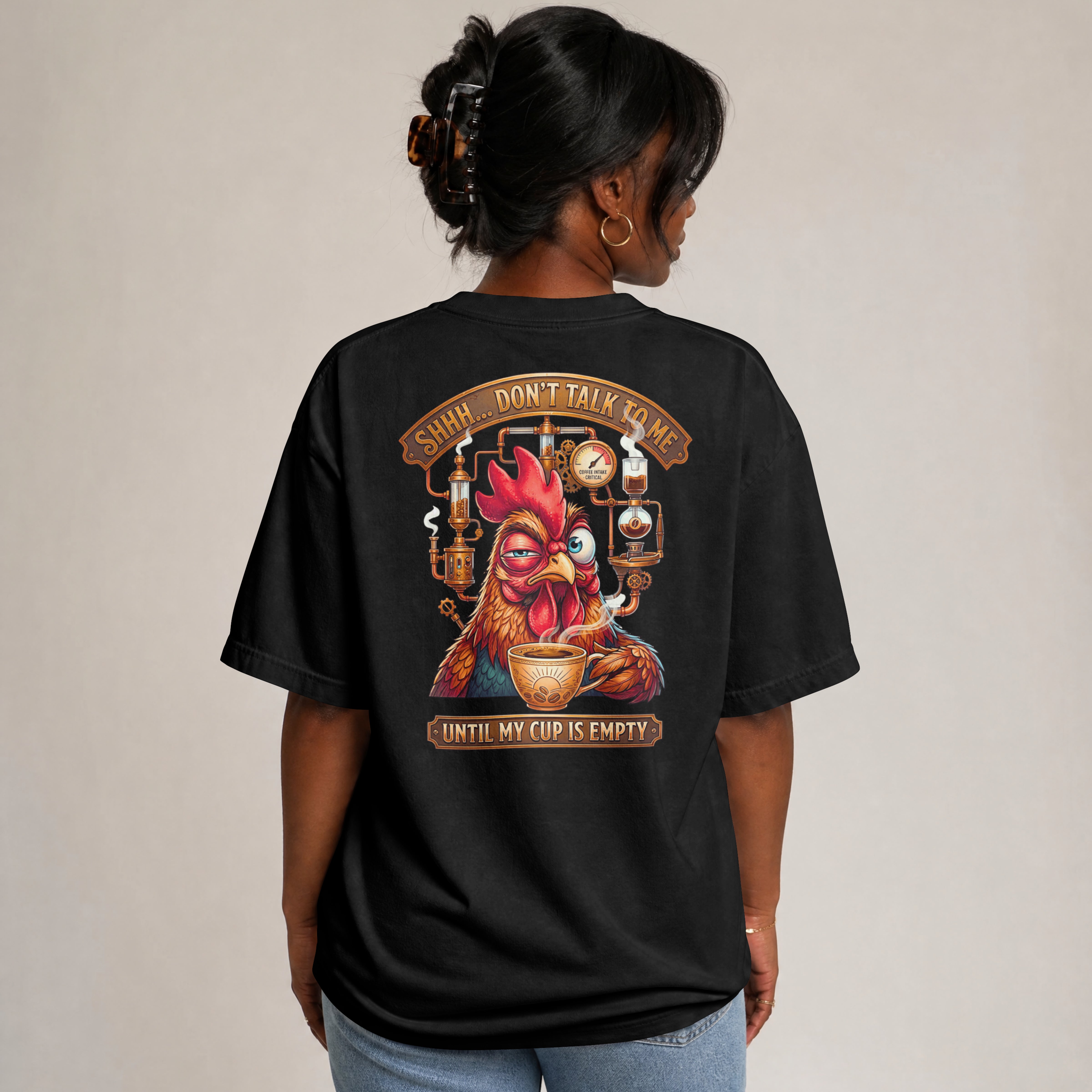 WOMEN MORNING EMOTION OVERSIZED T SHIRT - EMPTY MY COFFEE